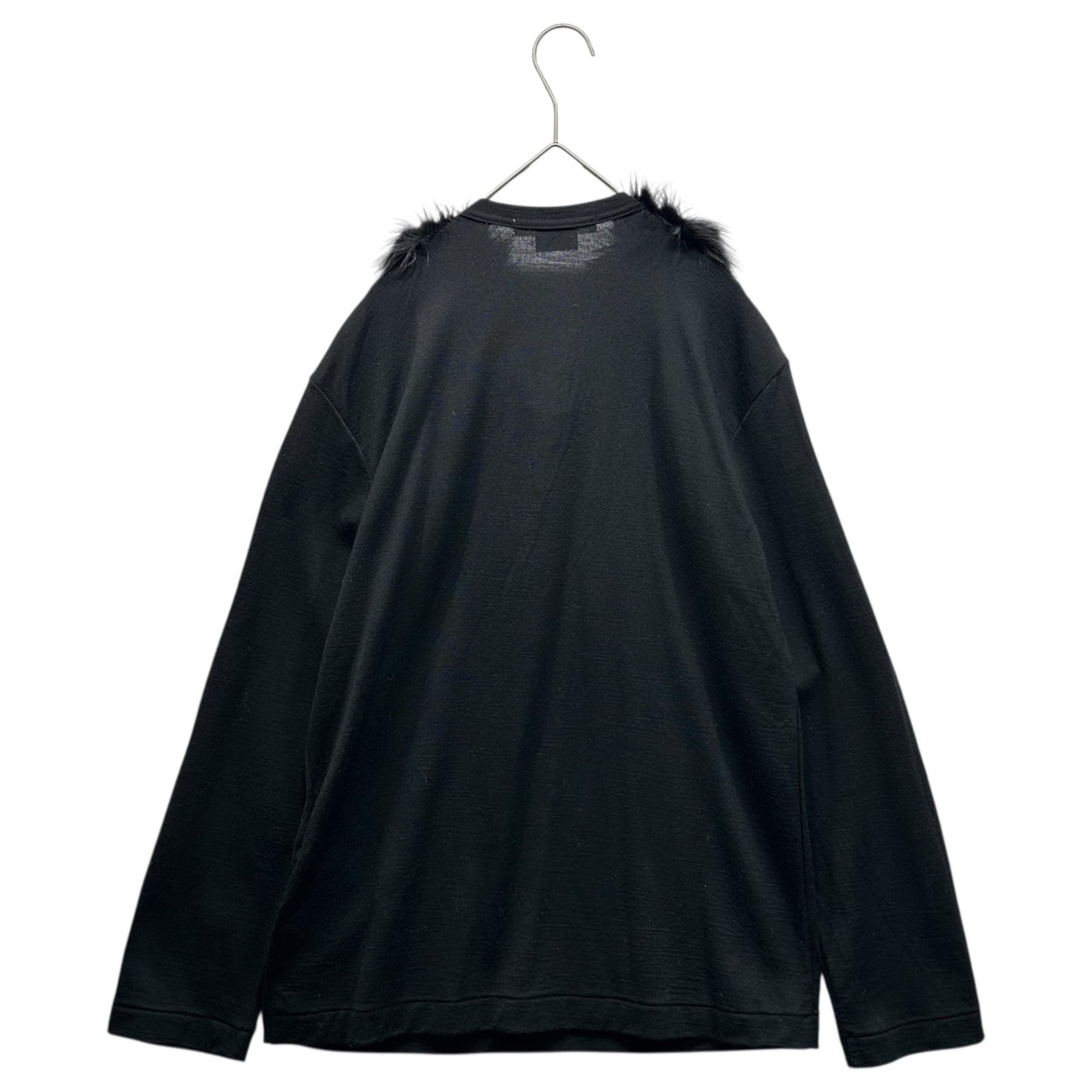 COMME des GARCONS(コムデギャルソン) 23AW Faux Fur Collar Wool Long Sleeve Cut and sew フェイクファー カラー ウール 長袖 カットソー GL-T023 S ブラック AD2023