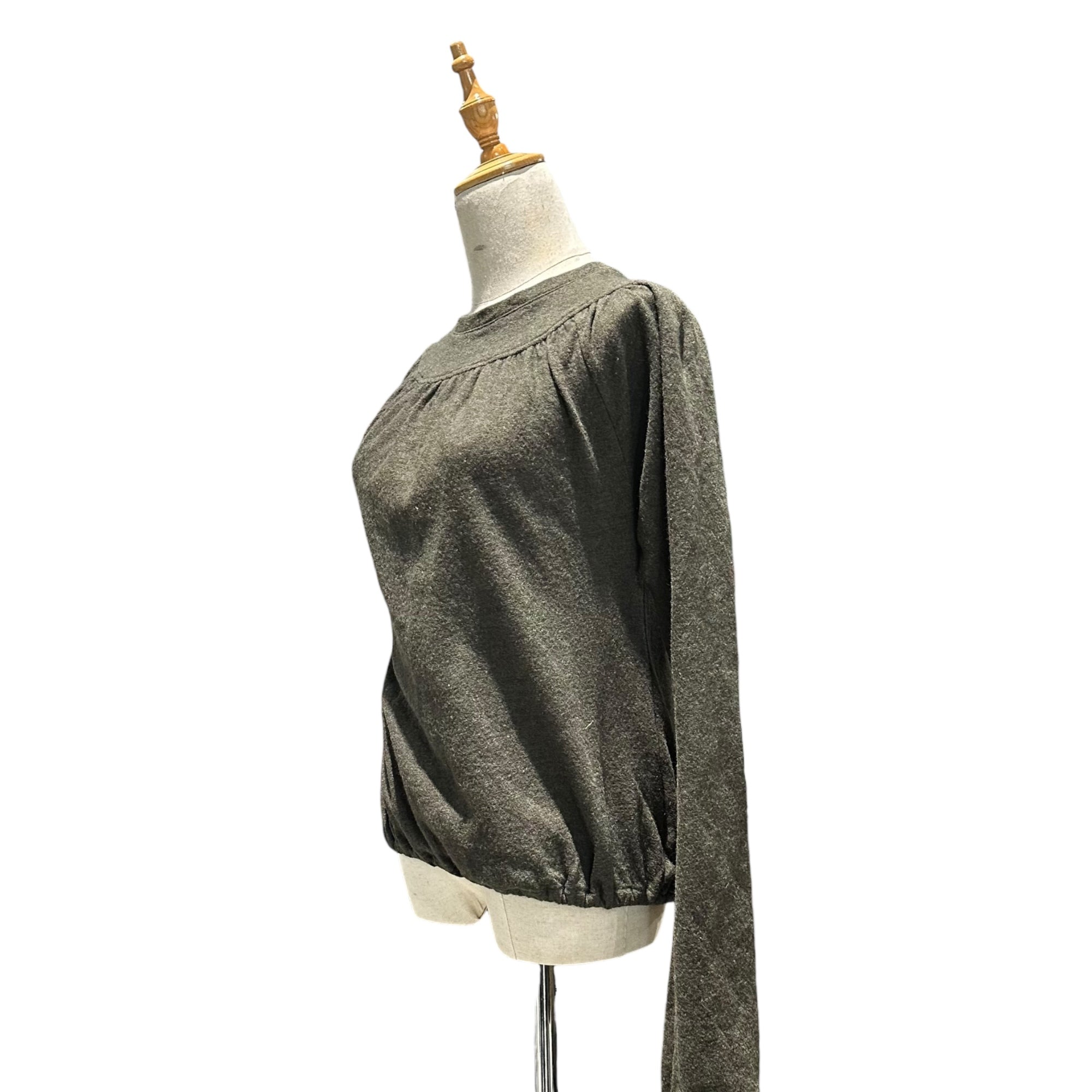 VERONIQUE BRANQUINHO(ヴェロニクブランキーノ) 00's Wool Gathered Knit Top ウール ギャザー カットソー 1028-17175 38(M程度) カーキ ブラウス