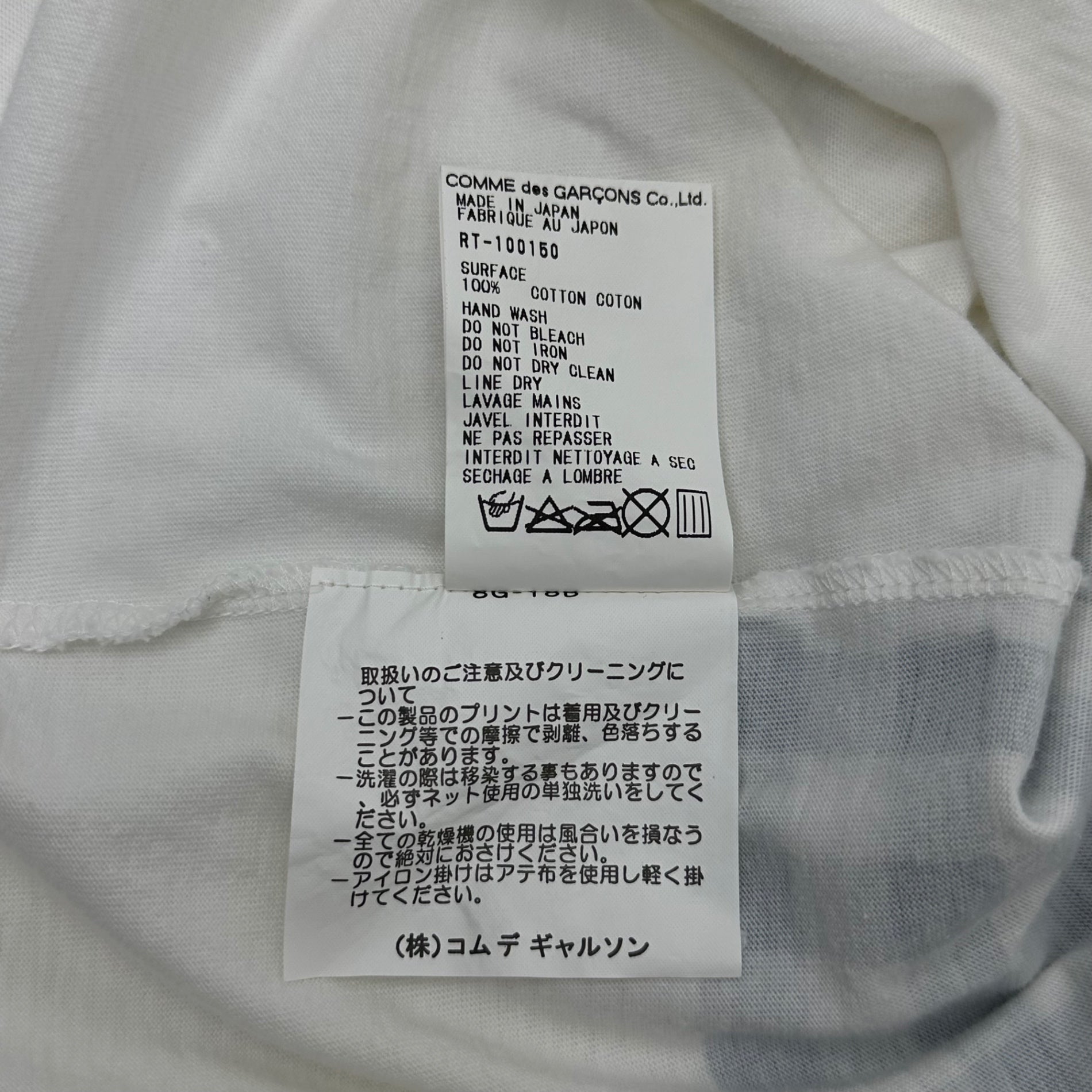 robe de chambre COMME des GARCONS(ローブドシャンブルコムデギャルソン) 99SS Screen Print Gingham Check S/S T-Shirt スクリーン プリント ギンガム チェック 半袖 Tシャツ RT-100150 表記無(M程度) ホワイト×ネイビー AD1998 90's 90年代 ヴィンテージ