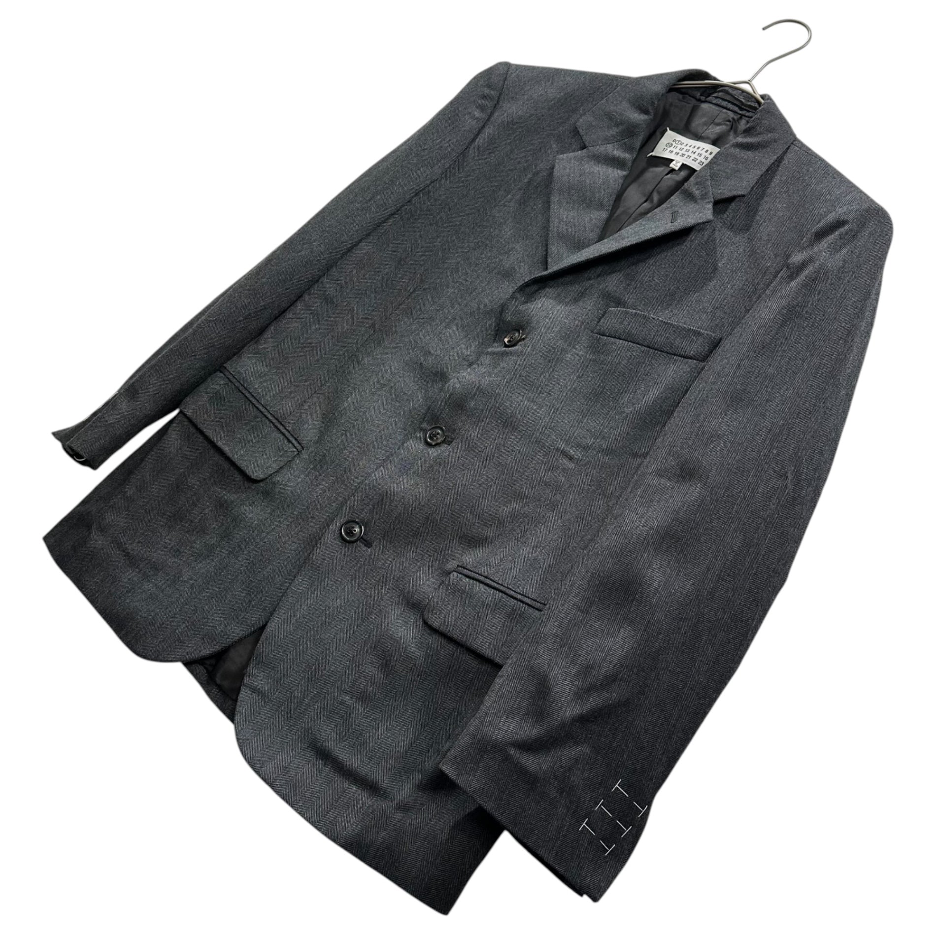 MAISON MARGIELA(メゾンマルジェラ) 22AW 3B Herringbone Wool Suit Setup ヘリンボーン セットアップ スーツ S50BN0506 46 グレー テーラード ジャケット スラックス