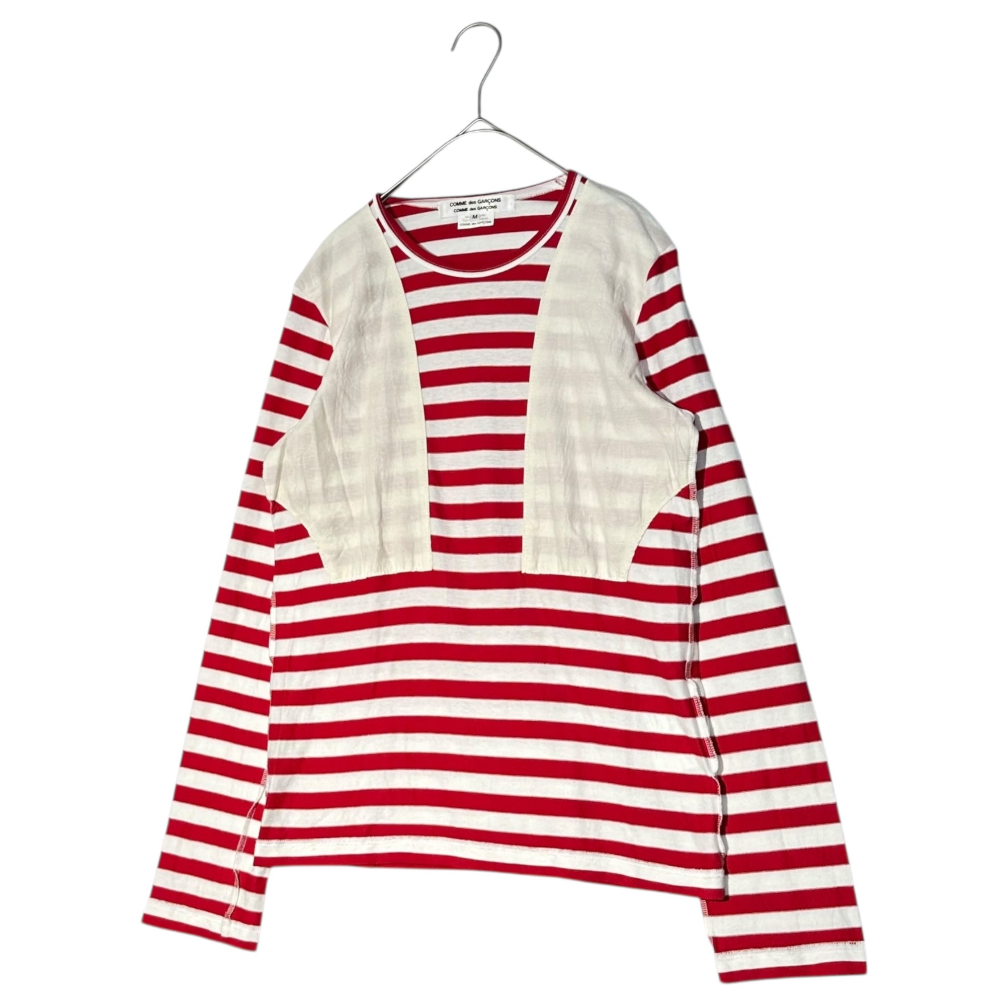 COMME des GARCONS COMME des GARCONS(コムデギャルソンコムデギャルソン) 10AW Front Design L/S Border Cut-and-Sewn Shirt フロントデザイン 長袖 ボーダー カットソー RF-T002 M ホワイト×レッド AD2010