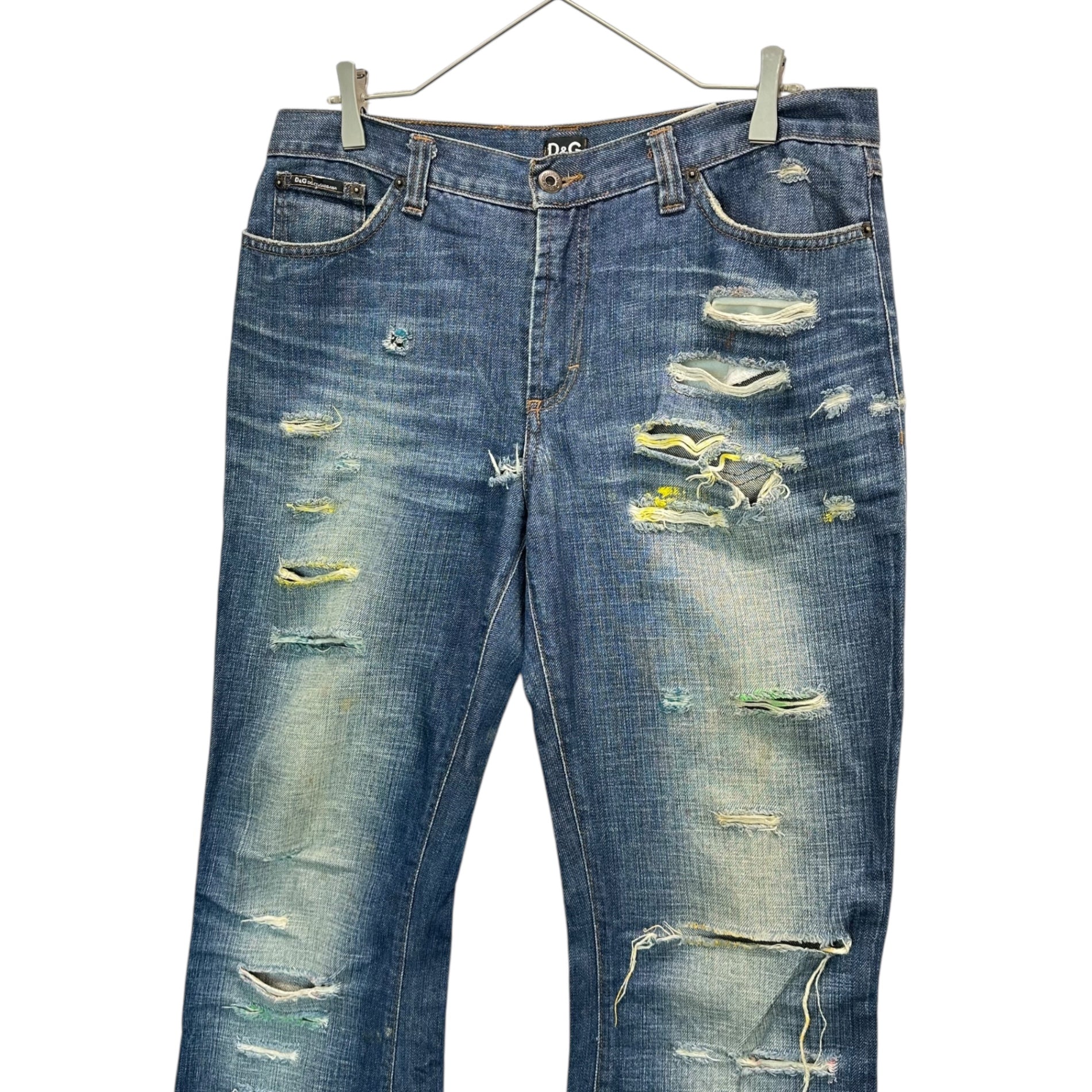 希少　ドルガバ　D&G クラッシュデニム　ダメージ　ロゴ　54 y2k D&G(ディー&ジードルガバドルチェ&ガッバーナ) Distressed Denim Pants