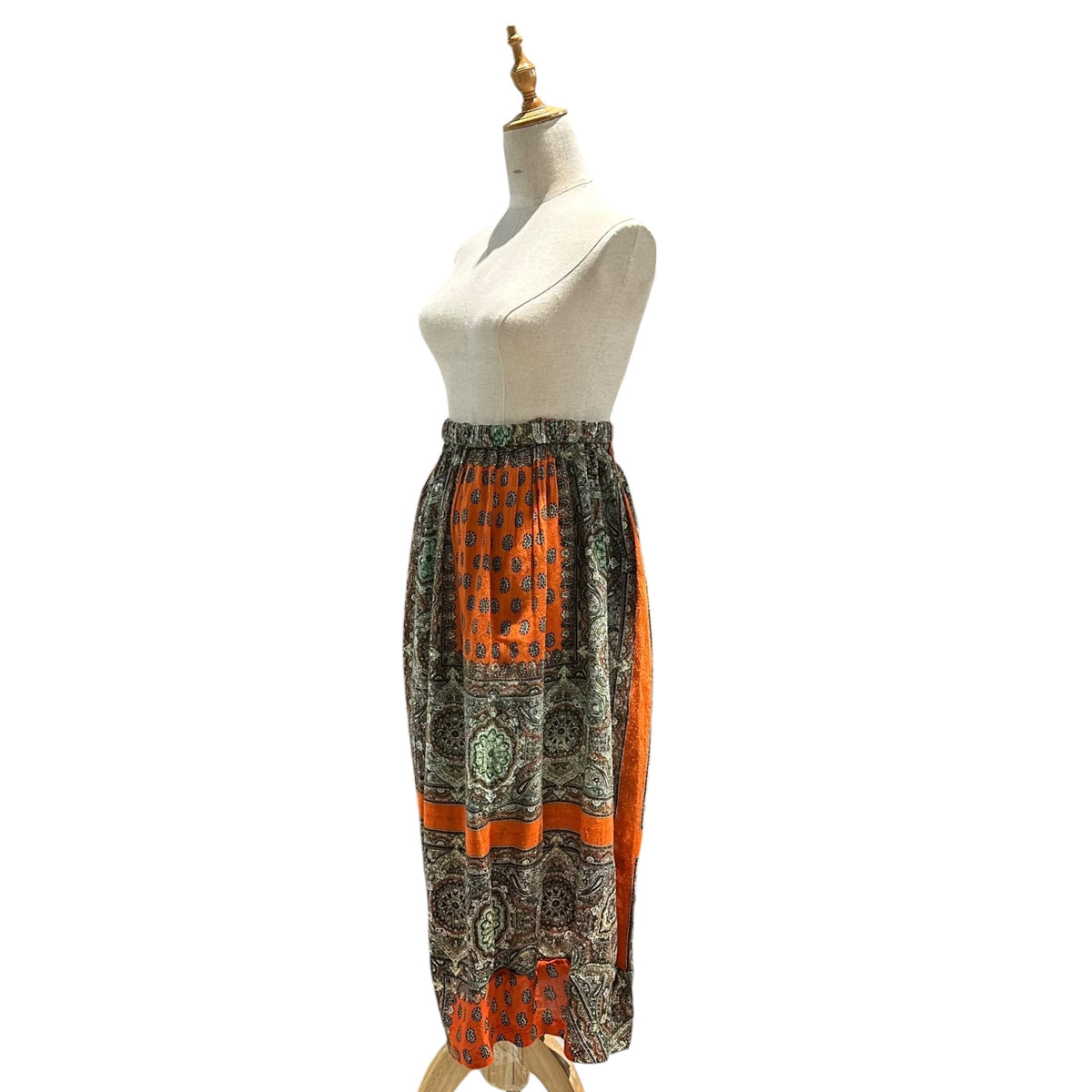 COMME des GARCONS(コムデギャルソン) 1990's Scarf-Print Wool Easy Skirt スカーフ プリント ウール イージー スカート GS-040100 FREE オレンジ AD表記薄れ 90s