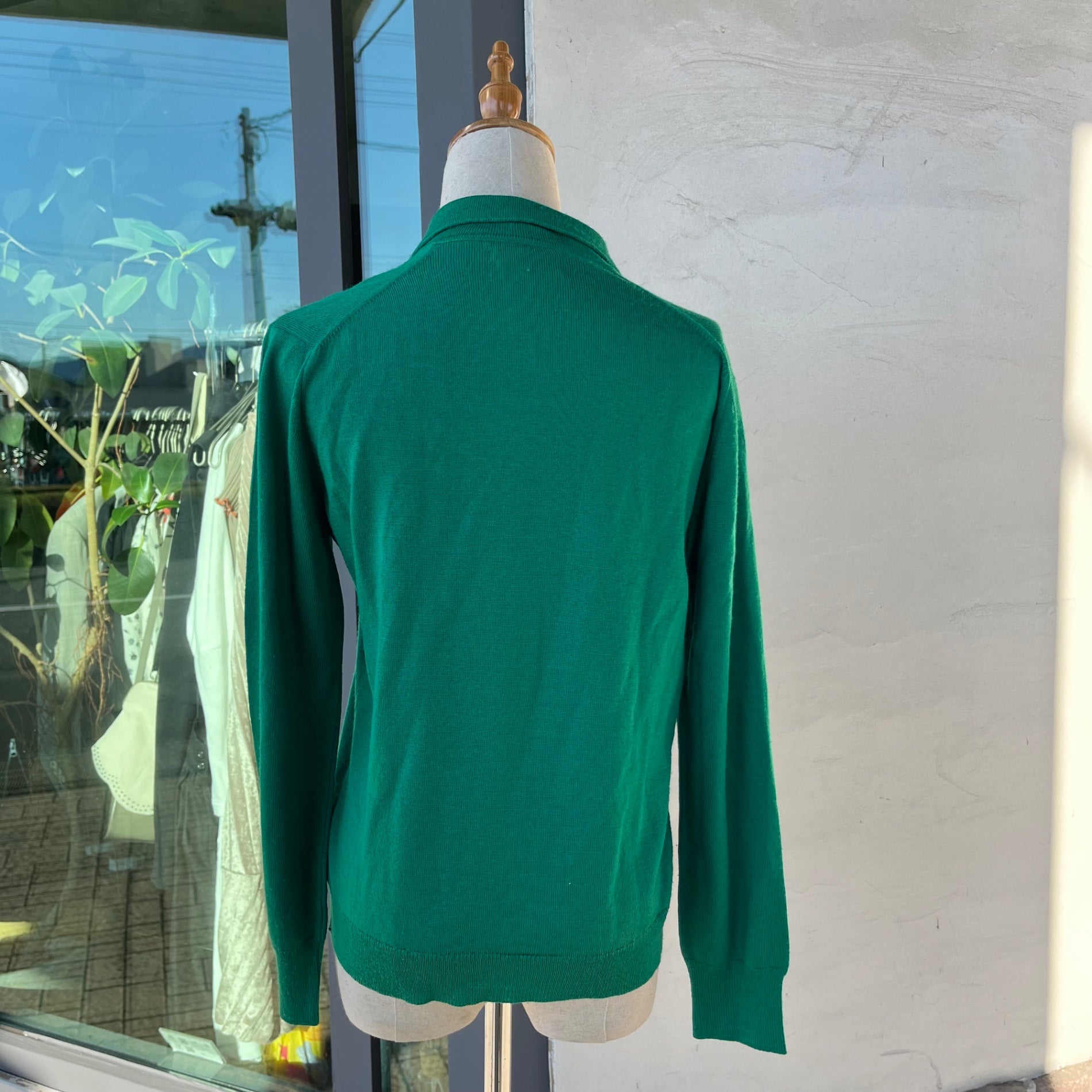 Euro Vintage(ヨーロッパヴィンテージ) Vert_70's~ double button knit cardigan/ダブルボタンニットカーディガン 2(Lサイズ程度) グリーン