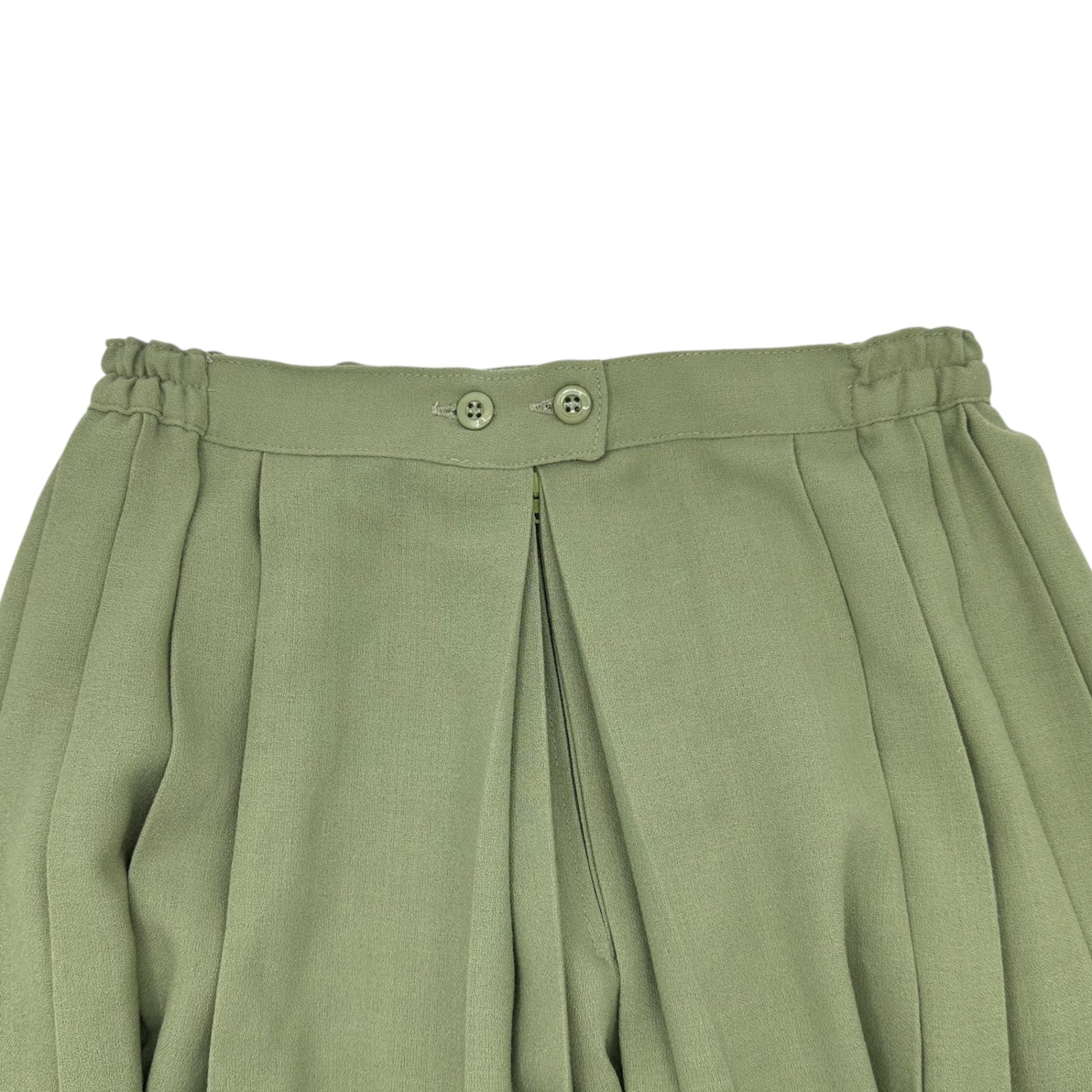 Euro vintage(ヨーロッパヴィンテージ) 80'~90's pale smokey green pleated gaucho pants プリーツガウチョパンツ 表記無し(M～Lサイズ程度) グリーン