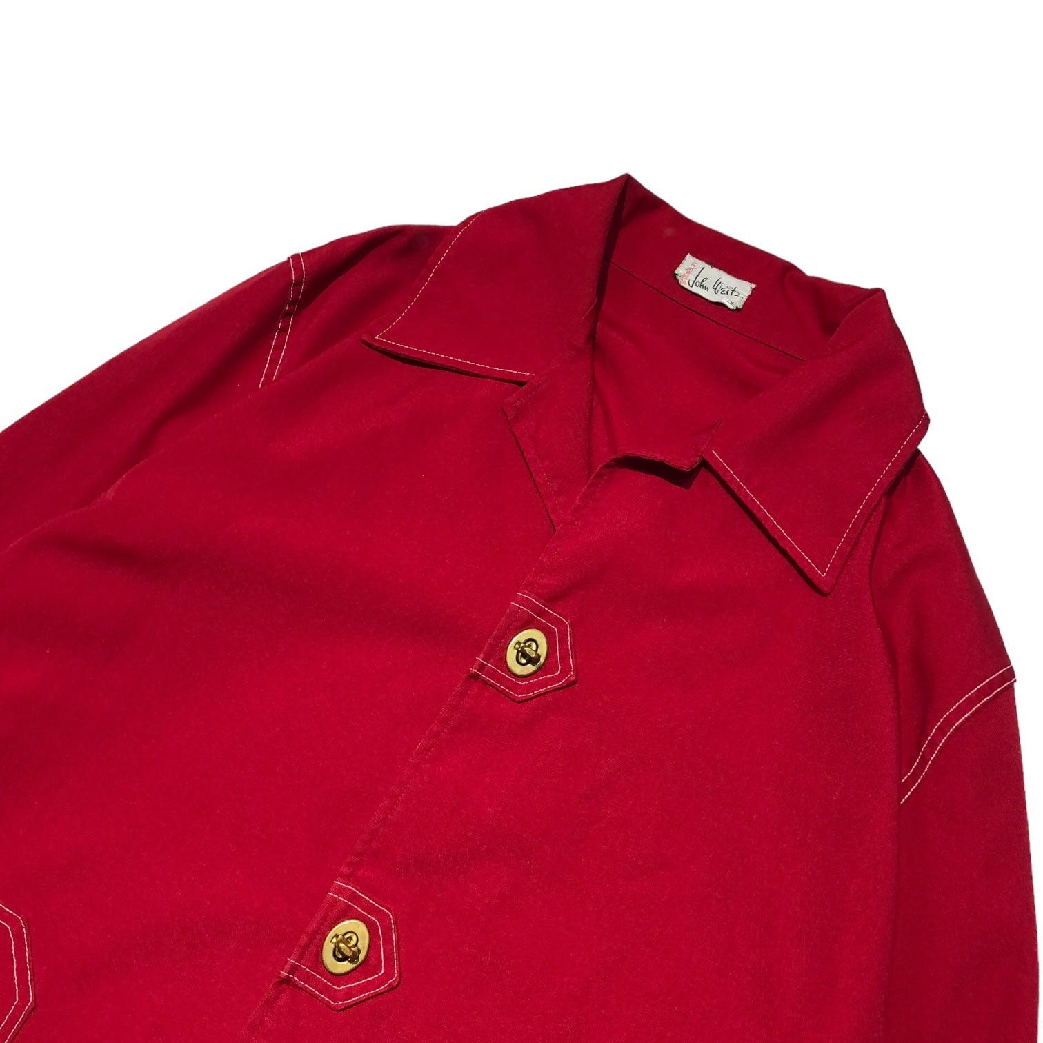 John Weitz(ジョンワイツ) 70’s stitch turnlock button jacket ステッチ ターンロック ボタン ジャケット XL レッド 70年代 Robinson's CALIFORNIA ヴィンテージ