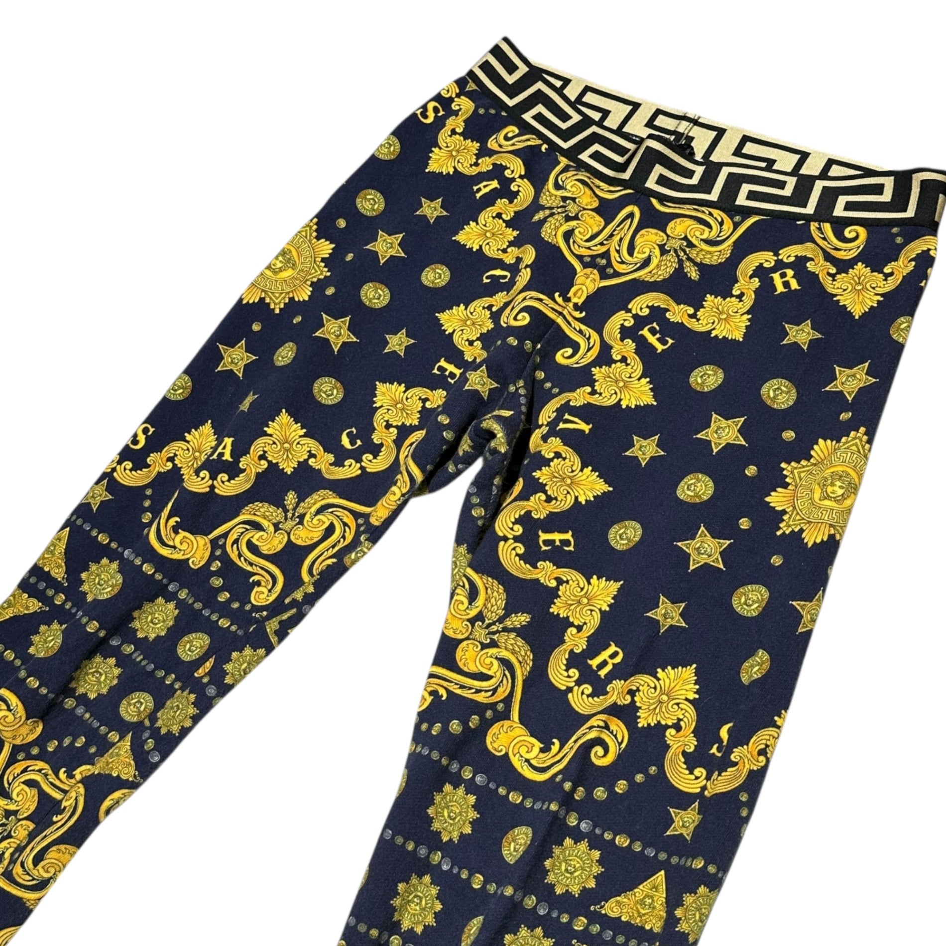 ヴェルサーチ ヴェルサーチェ VERSACE パンツ総柄 ボタンフライ コットン 32 イタリア製 国内正規 白 ホワイト メンズ ヴェルサーチ 総柄 バロック柄 ナイロンパンツ 50サイズ 黒 メンズ