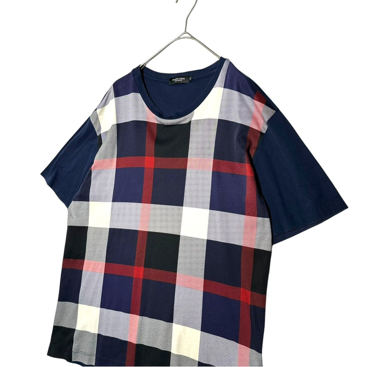 BLACK LABEL CRESTBRIDGE(ブラックレーベルクレストブリッジ) Burberry Check Crew Neck T-Shirt Nova Check バーバリー チェック クルーネック Tシャツ ノヴァチェック 51P20-720-26 M ネイビー