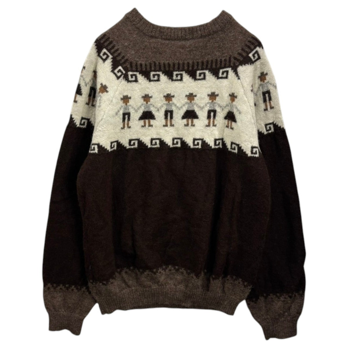 COMME des GARCONS(コムデギャルソン) 2008AW Rhinestone-Embellished Ethnic-Patterned Alpaca Knit ラインストーン 装飾 民族柄 アルパカ ニット OB-N026 M ブラウン×アイボリー AD2008 アルパカ100％