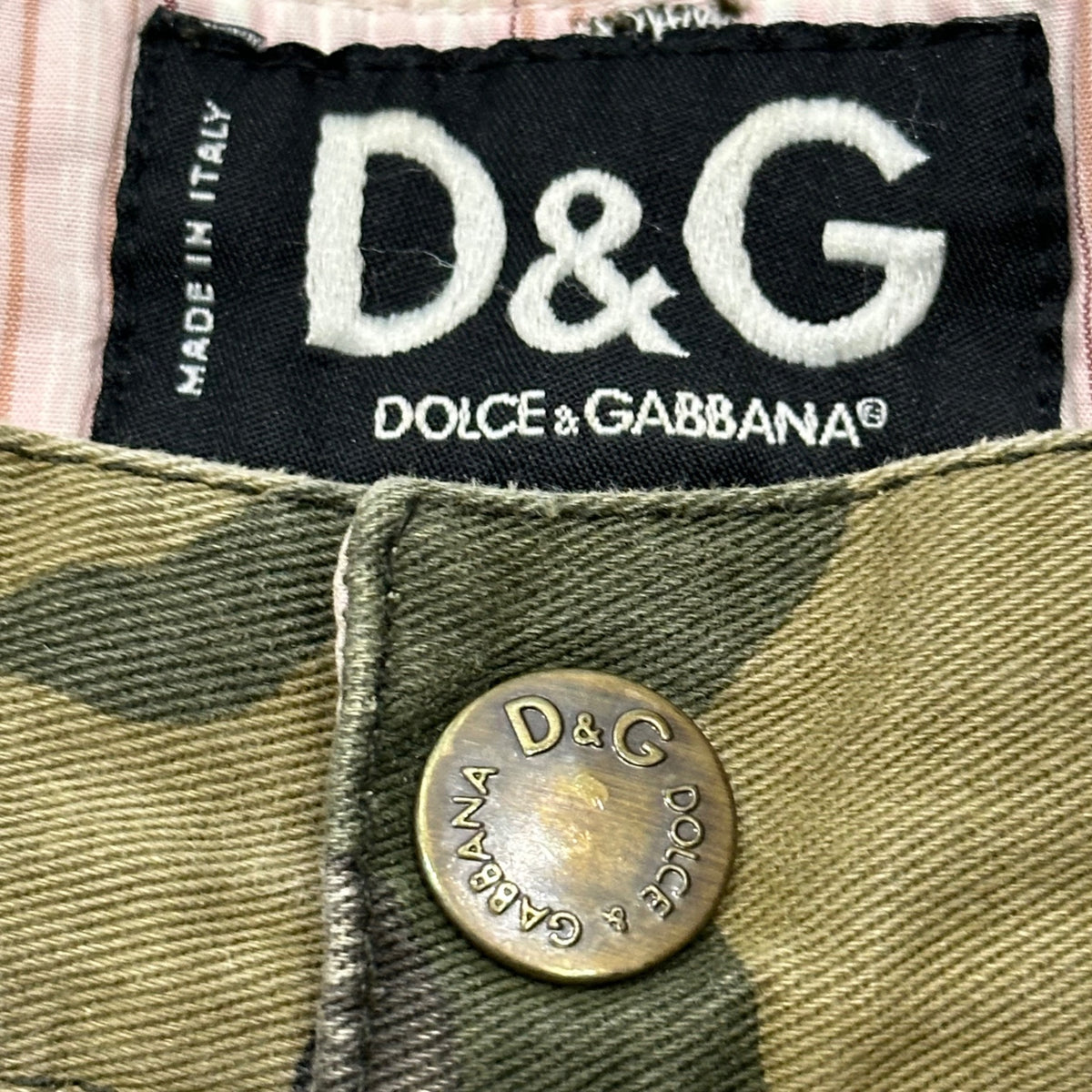 D&G(ディー&ジードルガバドルチェ&ガッバーナ) 1990's Multifunctional Camouflage Cargo Pants with Pockets and Zippered Hems 多機能 ポケット 裾ジップ カモフラ カーゴパンツ 32 カーキ 90's アーカイブ 稀少