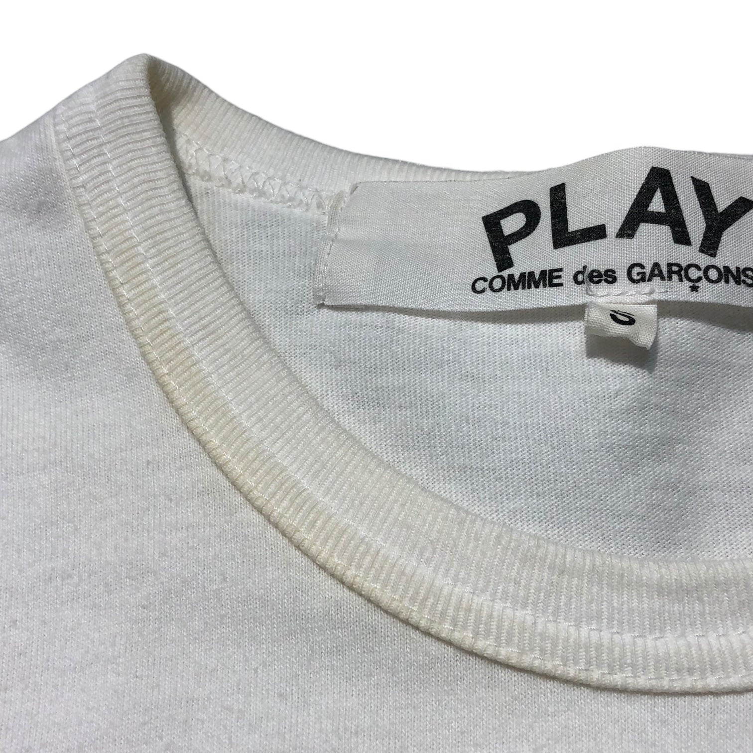 PLAY COMME des GARCONS(プレイコムデギャルソン) "PLAY" logo Tシャツ  AZ-T048 S ホワイト×グリーン AD2006 半袖ロゴ