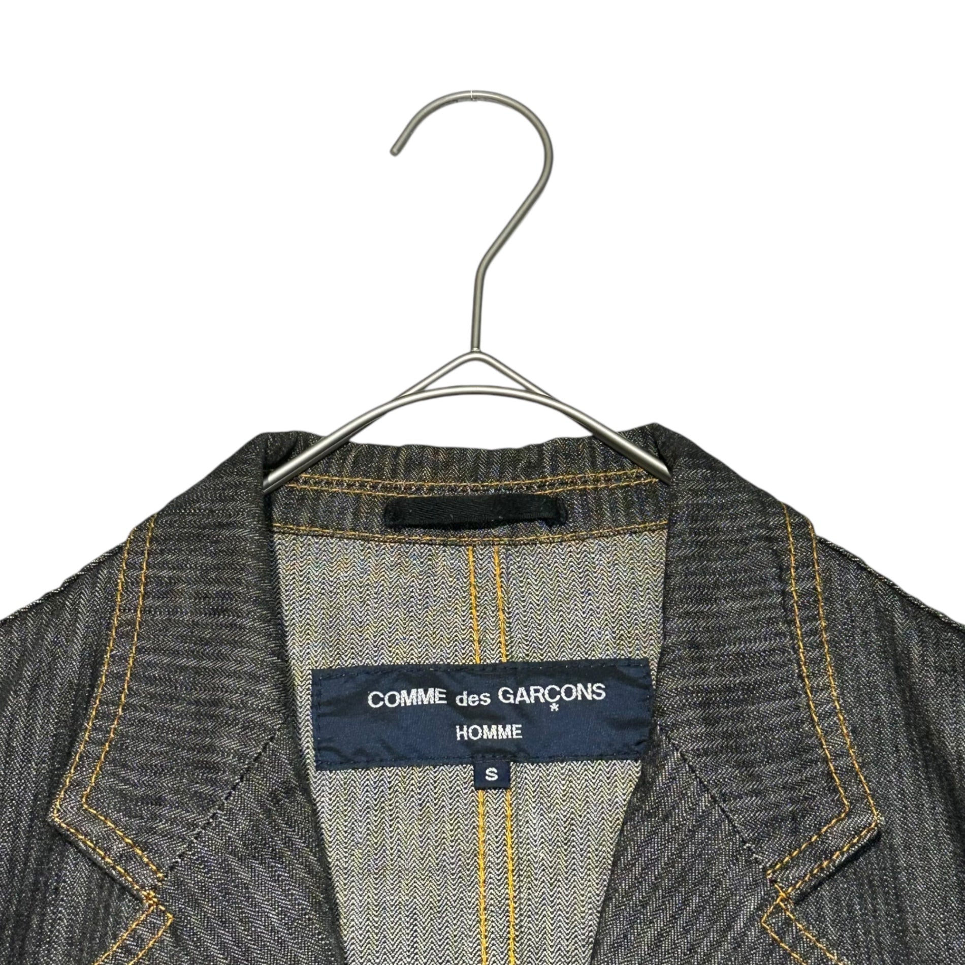 COMME des GARCONS HOMME(コムデギャルソンオム) 04SS Herringbone cotton twill 3B jacket ヘリンボーン コットン ツイル 3B ジャケット HM-J035 S インディゴ デニム ヒッコリー テーラード