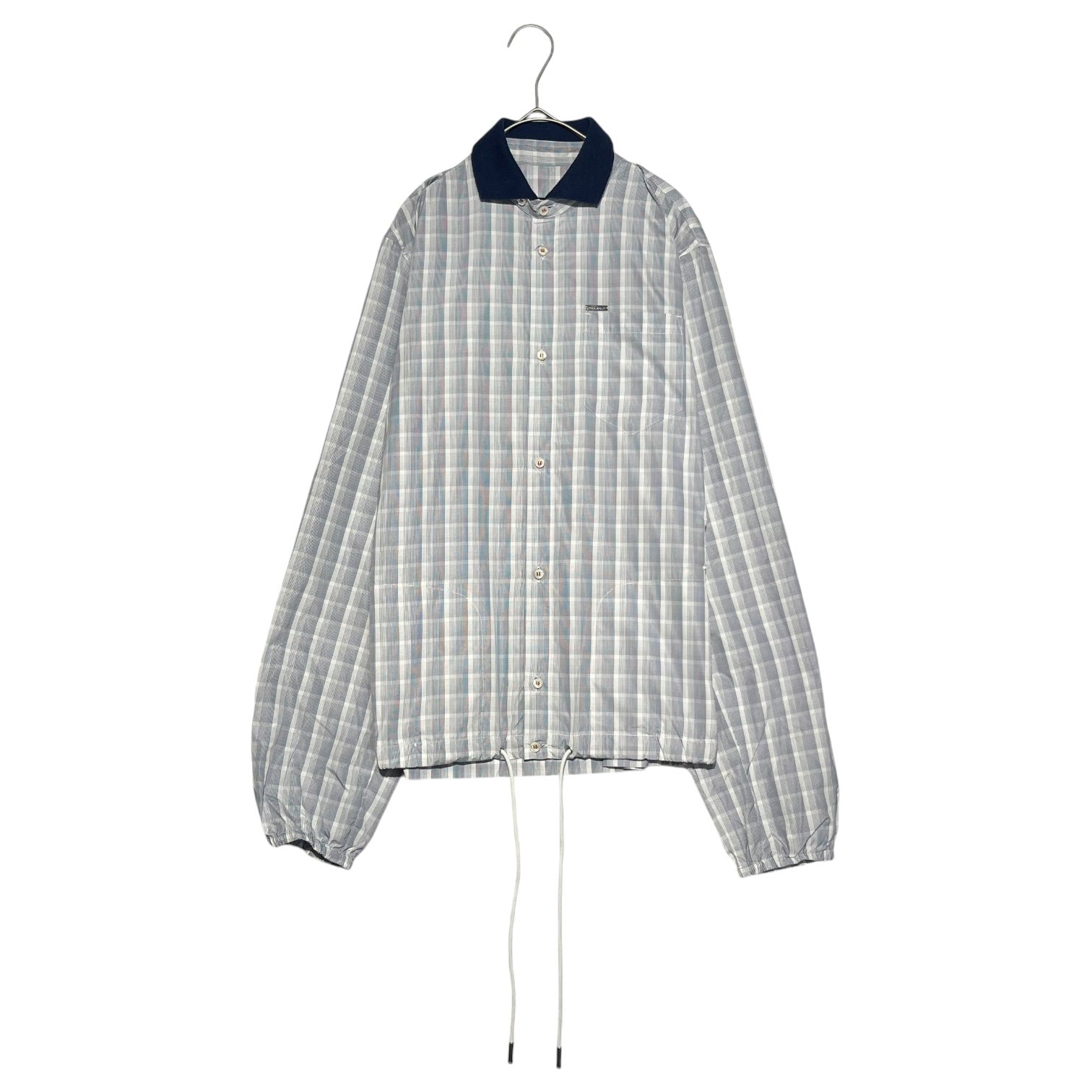 DSQUARED2(ディースクエアード) Drawcord check shirt ドローコード チェック シャツ 44(S程度) ネイビー