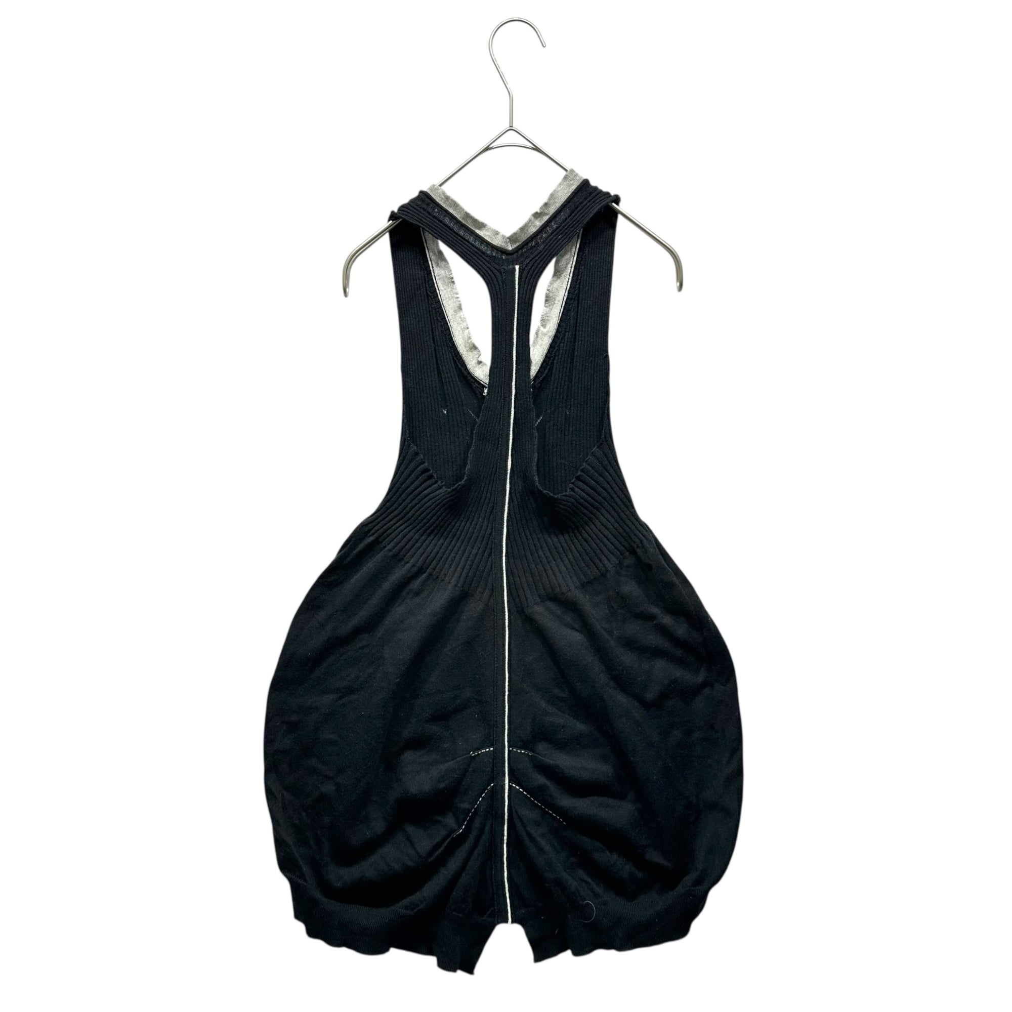 MARITHE FRANCOIS GIRBAUD(マリテフランソワジルボー) 00's Sleeveless Ribbed Balloon Flare Knit Top ノースリーブ リブ バルーン フレア カットソー F5-8122 M ブラック Y2K タンクトップ