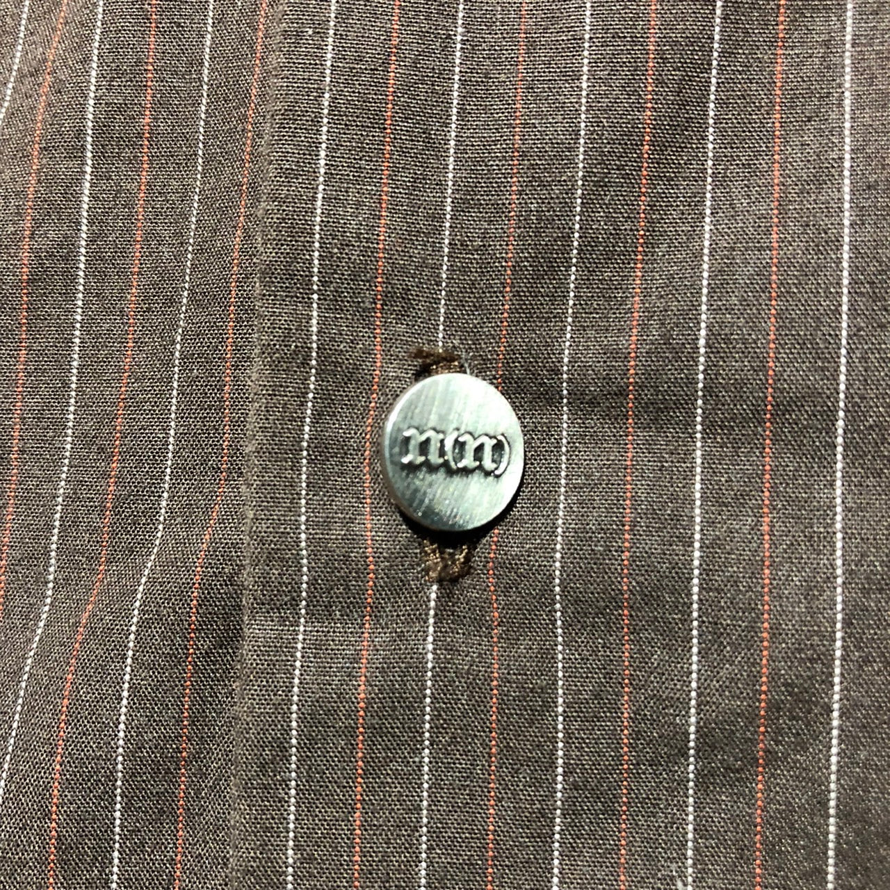 NUMBER (N)INE(ナンバーナイン) 90’s S/S zip pocket striped shirt 半袖 ジップ ポケット ストライプ シャツ S(Mサイズ程度) ブラウン 初期青タグ 90年代