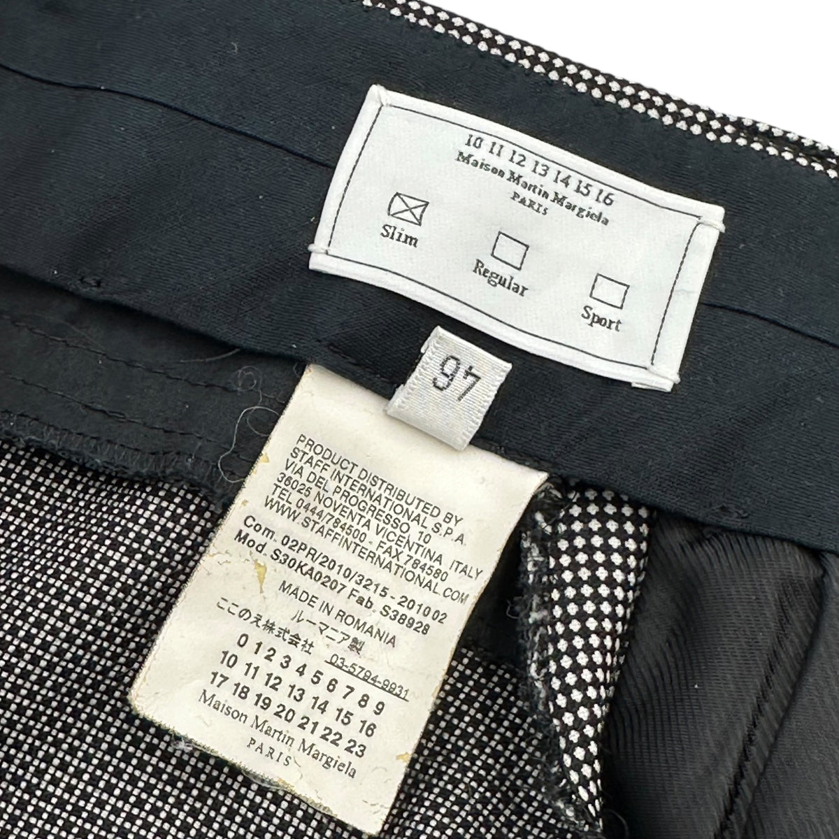 Maison Martin Margiela(メゾン マルタンマルジェラ) 2010SS Slim-Fit Micro-Check Center-Crease Slacks スリム フィット マイクロ チェック センター プレス スラックス S30KA0207 46 ブラック×ホワイト 10ライン デザインチーム期