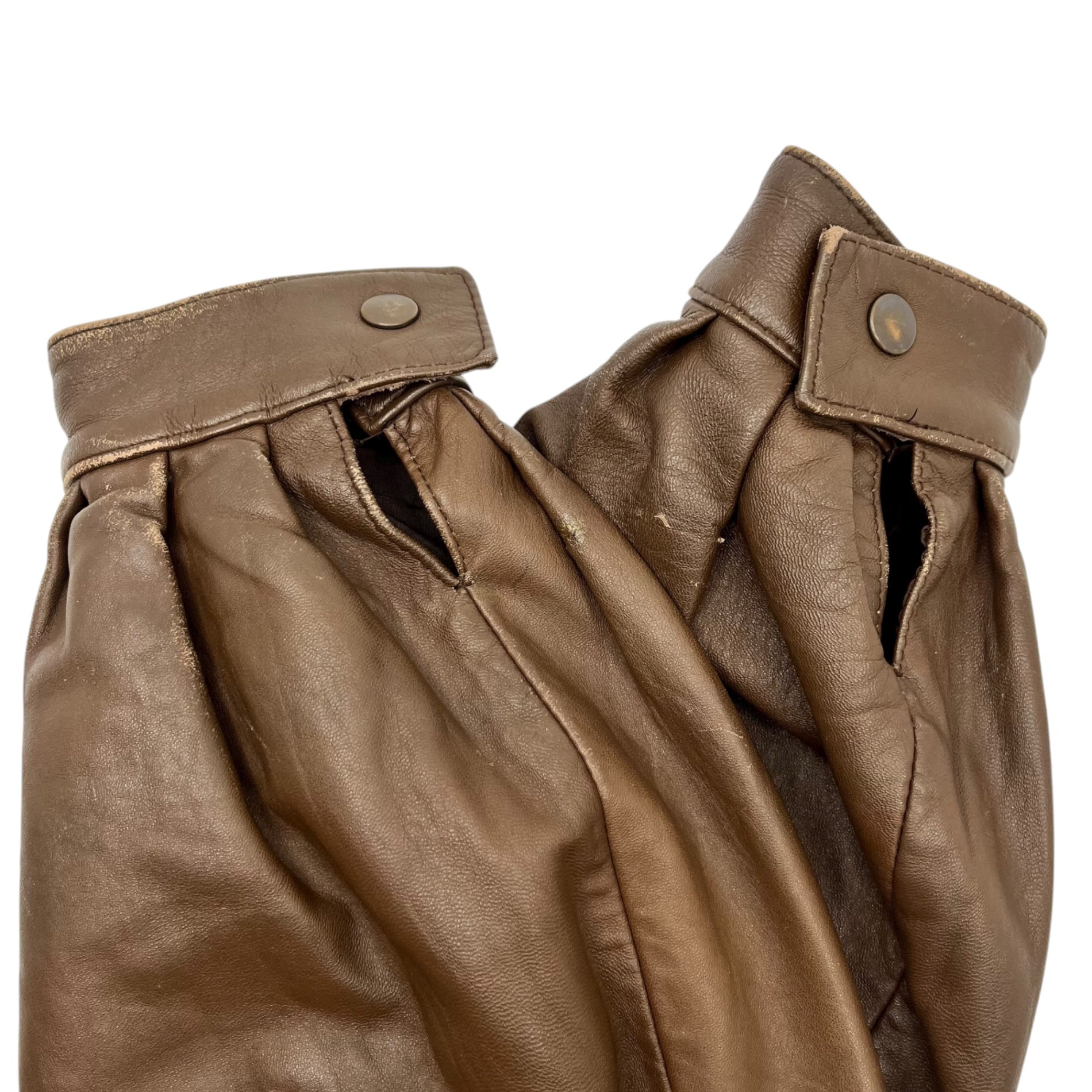 Euro vintage(ヨーロッパヴィンテージ) brown leather front ribbon design jacket フロントリボン付きブラウンレザージャケット 表記無し(M~L程度) ブラウン