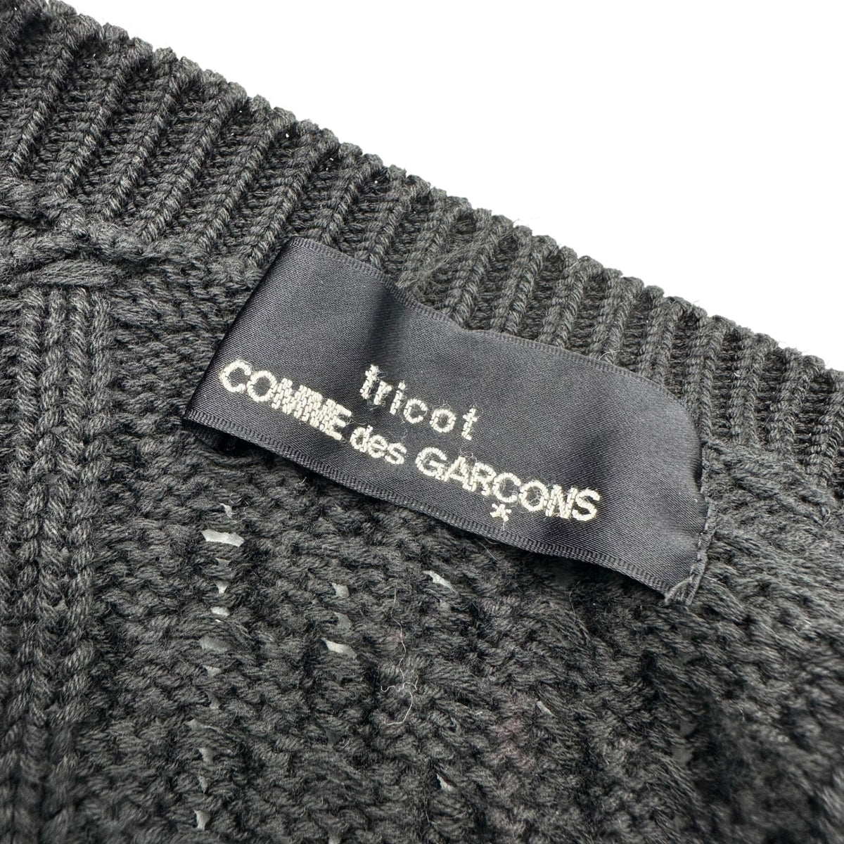 tricot COMME des GARCONS(トリココムデギャルソン) 1998AW Zip-Up Cotton Cable-Knit Cardigan ジップアップ コットン ケーブルニット カーディガン TN-100020 FREE ブラック AD1998