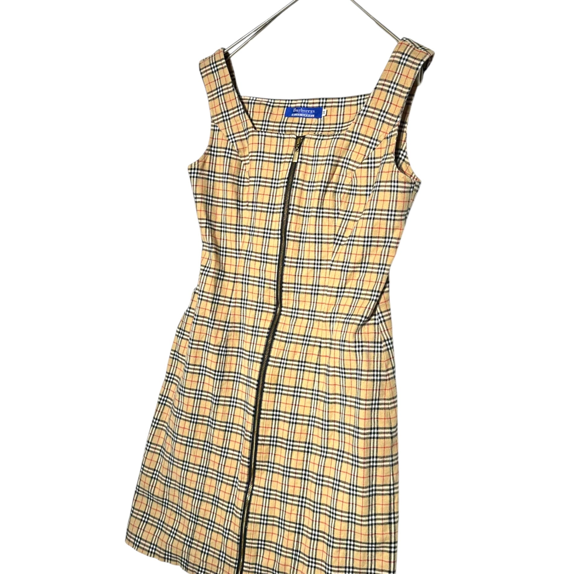 BURBERRY BLUE LABEL(バーバリーブルーレーベル) Center Zip Nova Check N/S Mini Dress センタージップ ノヴァ チェック ノースリーブ ミニ ワンピース FM532-114 38(M程度) ベージュ