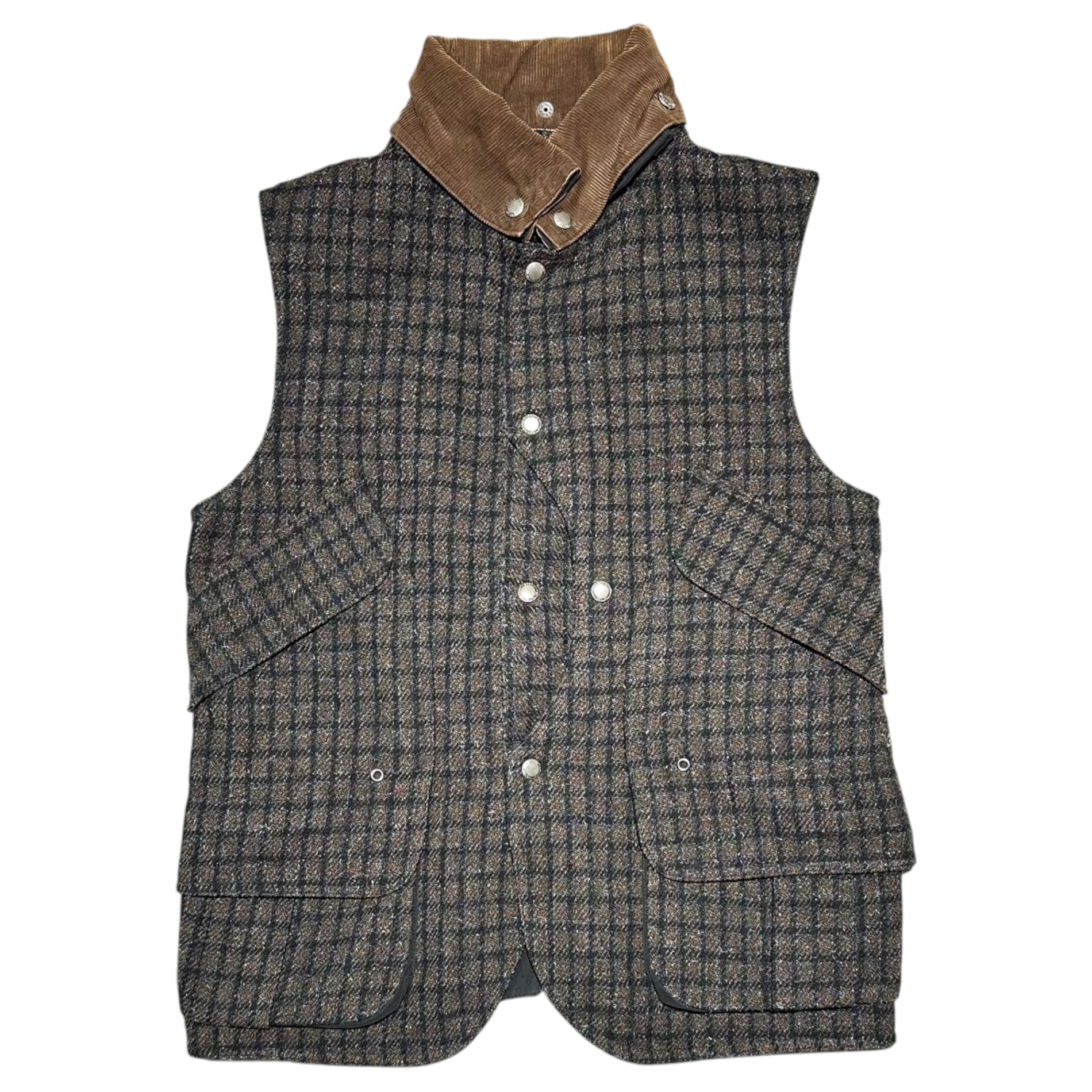 COMME des GARCONS JUNYA WATANABE MAN(コムデギャルソンジュンヤワタナベマン) 09AW W/N/M Lame Workers Vest ウール ナイロン モヘア ラメ ワーカーズ ベスト WD-J005 S ブラウン×ブラック AD2009 襟コーデュロイ