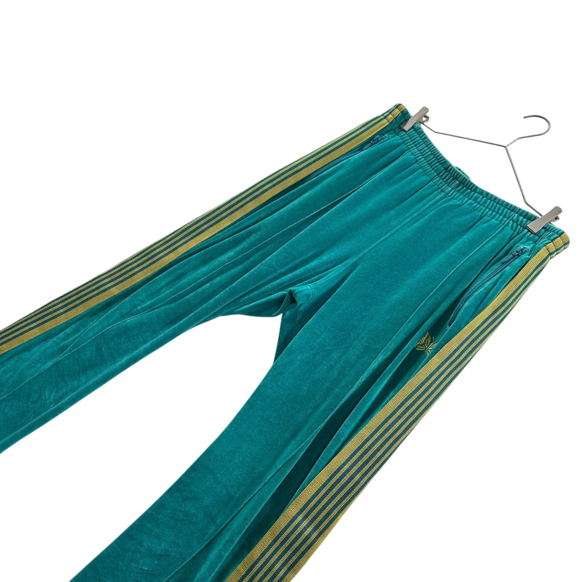 NEEDLES(ニードルズ) 24SS Narrow Track Pant - C/Pe Velour ナロー トラック パンツ ベロア 0T235 M ターコイズ×イエロー ジャージ