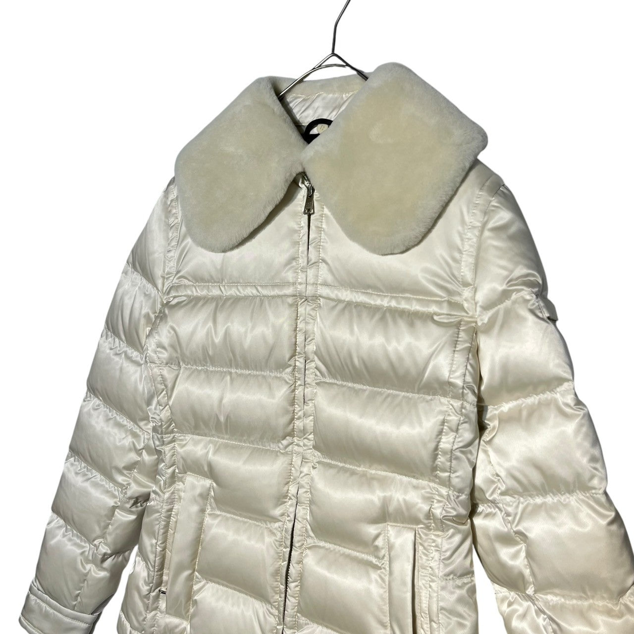 PRADA(プラダ) 20AW fur white goose down jacket ファー ホワイトグース ダウン ジャケット 29P796 38(M程度) ホワイト 三角プレートロゴ