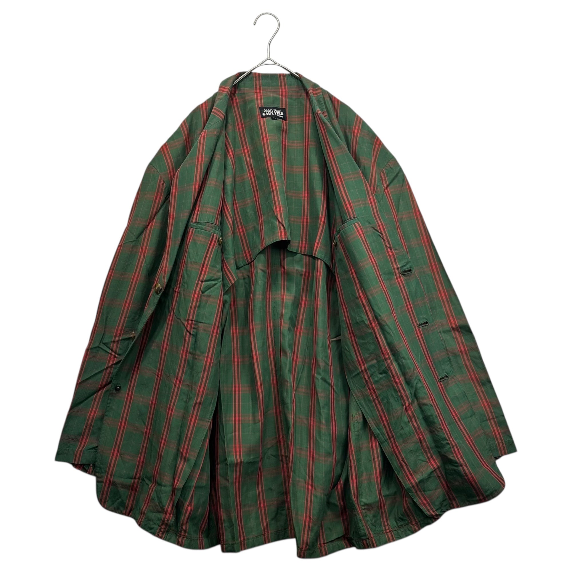 Jean Paul GAULTIER HOMME(ジャンポールゴルチエオム) 80s～90's Rayon Check Pattern 3-Button Jacket 80年～90年代 レーヨン チェック 3ボタン ジャケット C-OS-468 M グリーン×レッド オンワード代理店期