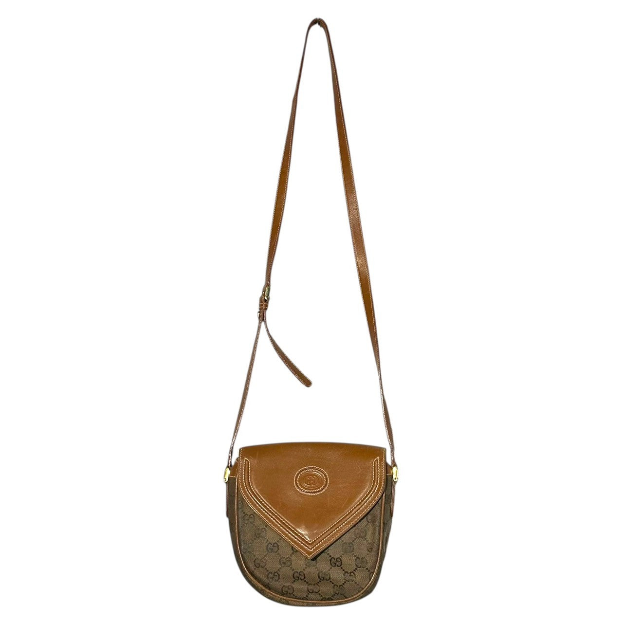 GUCCI(グッチ) Vintage GG logo flap shoulder bag ヴィンテージ GGロゴ フラップ ショルダー バッグ  007・261・0081 ブラウン×ベージュ