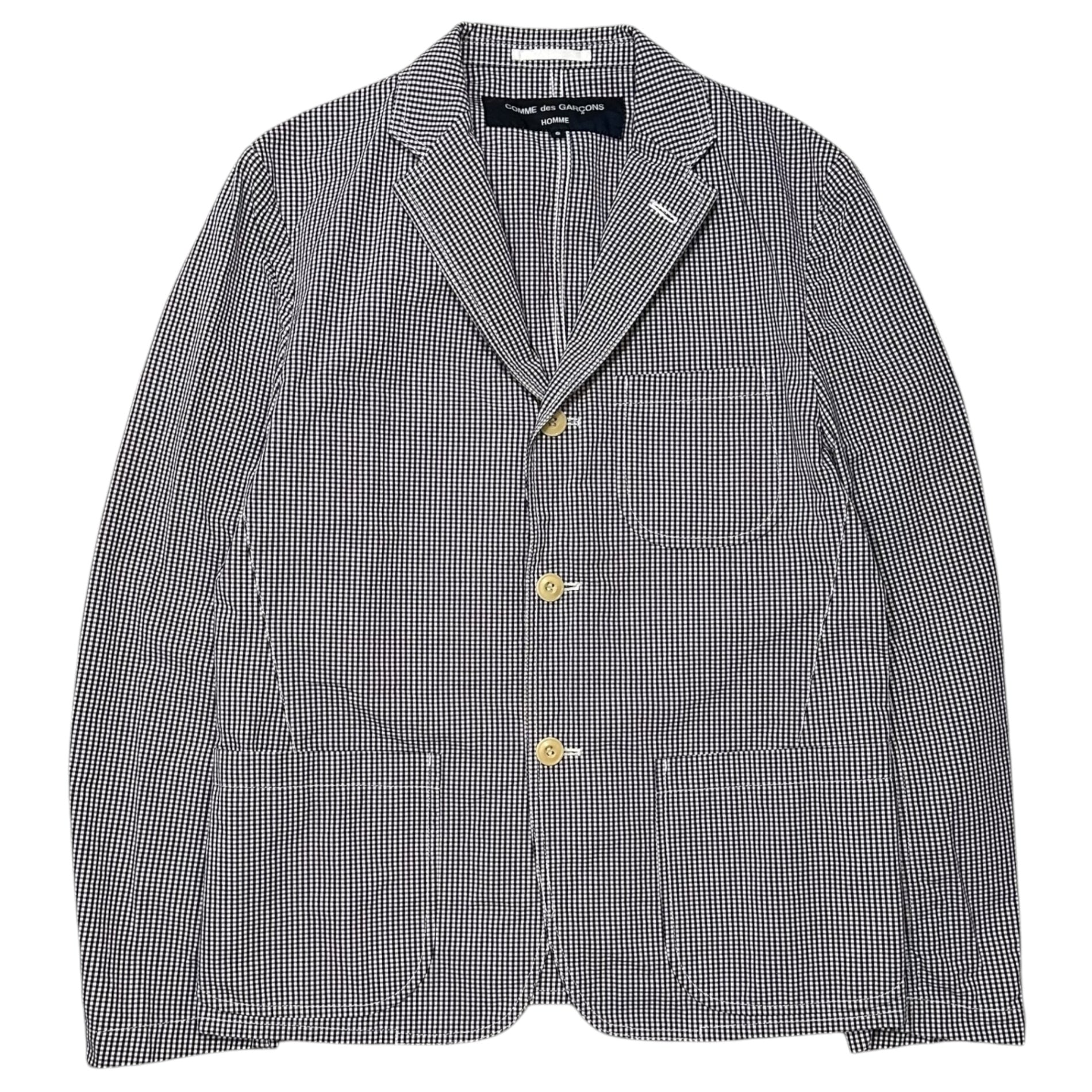 COMME des GARCONS HOMME(コムデギャルソンオム) 2014SS Gingham Check 3-Button Casual Jacket ギンガムチェック 3ボタン カジュアル ジャケット HM-J051 S ホワイト×ブラック AD2013