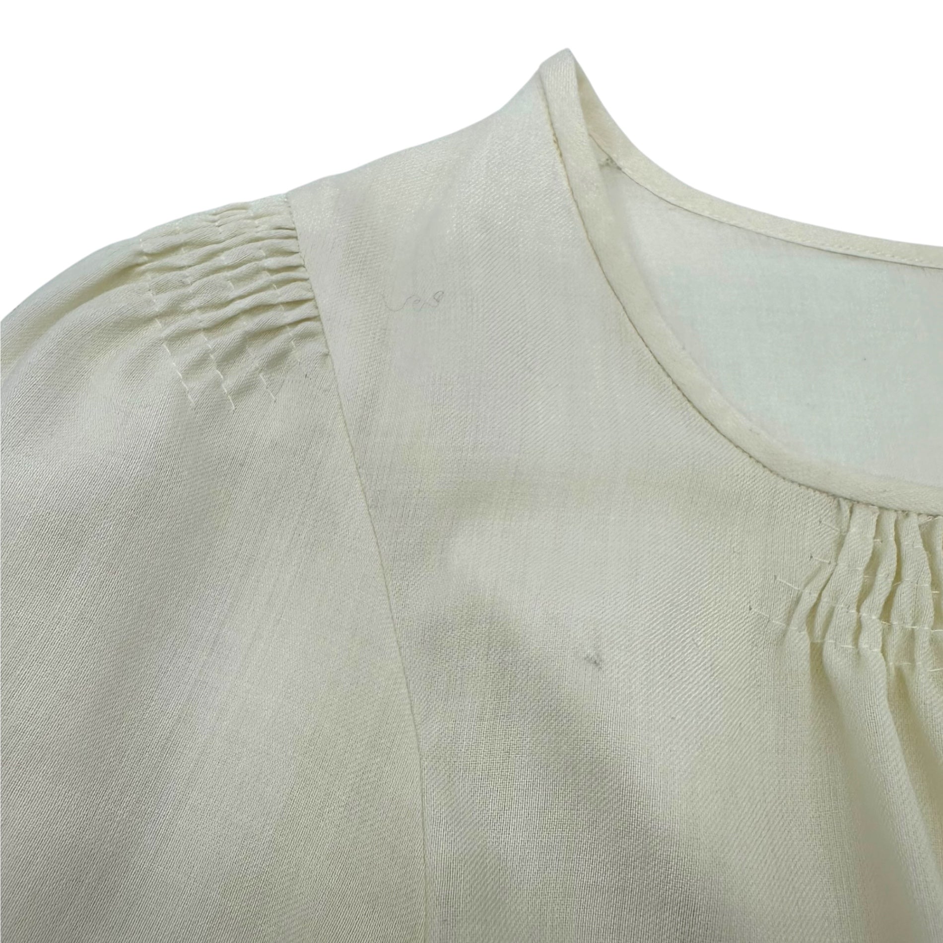 VINTAGE(ヴィンテージ) 80~90's shoulder gathered square short blouse ショルダーギャザー ショート丈ブラウス アイボリー EURO VINTAGE