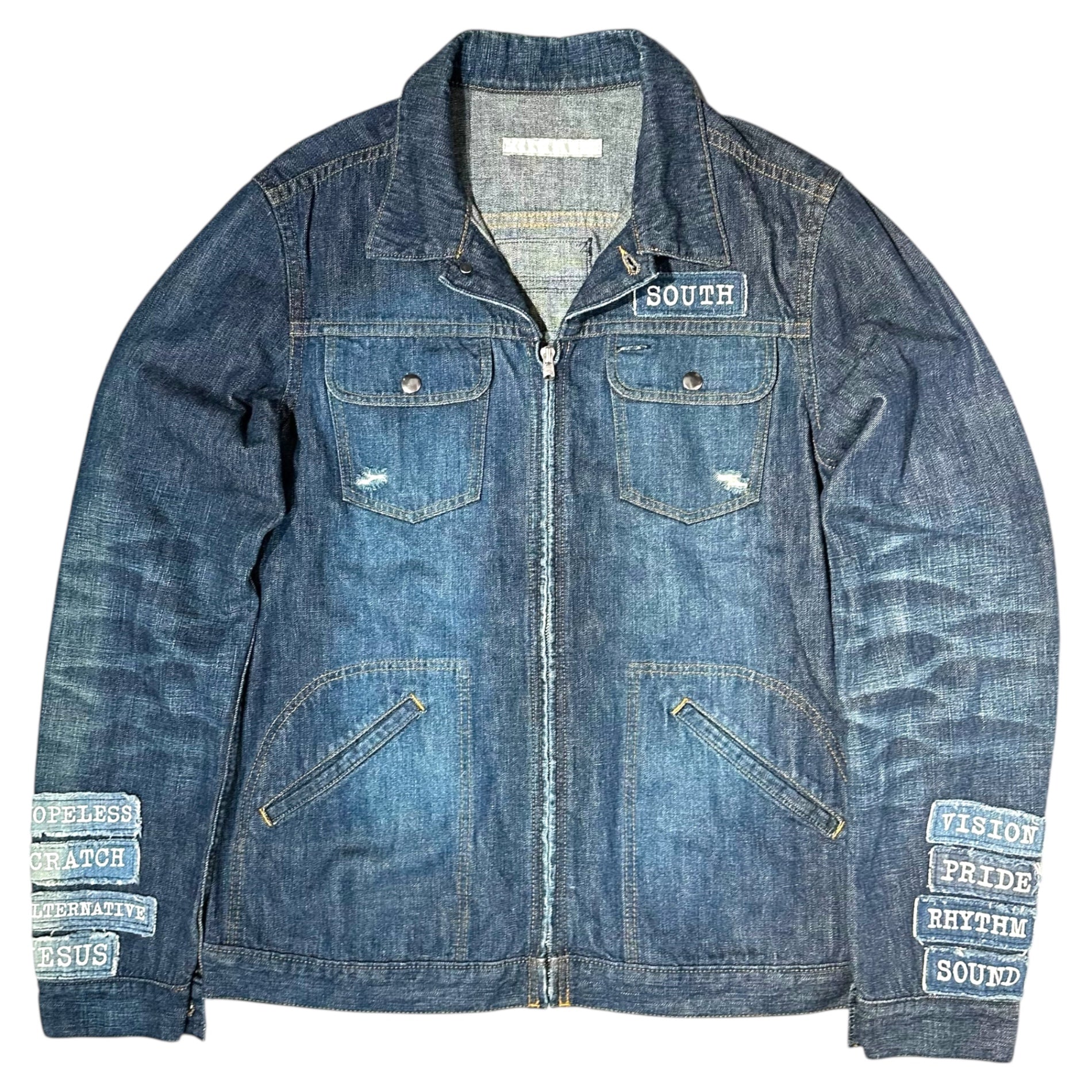 NUMBER (N)INE(ナンバーナイン) 02SS Modern Age Crash Message Denim Jacket モダンエイジ期 クラッシュ メッセージ デニム ジャケット 4(L) インディゴ 宮下貴裕 本人期