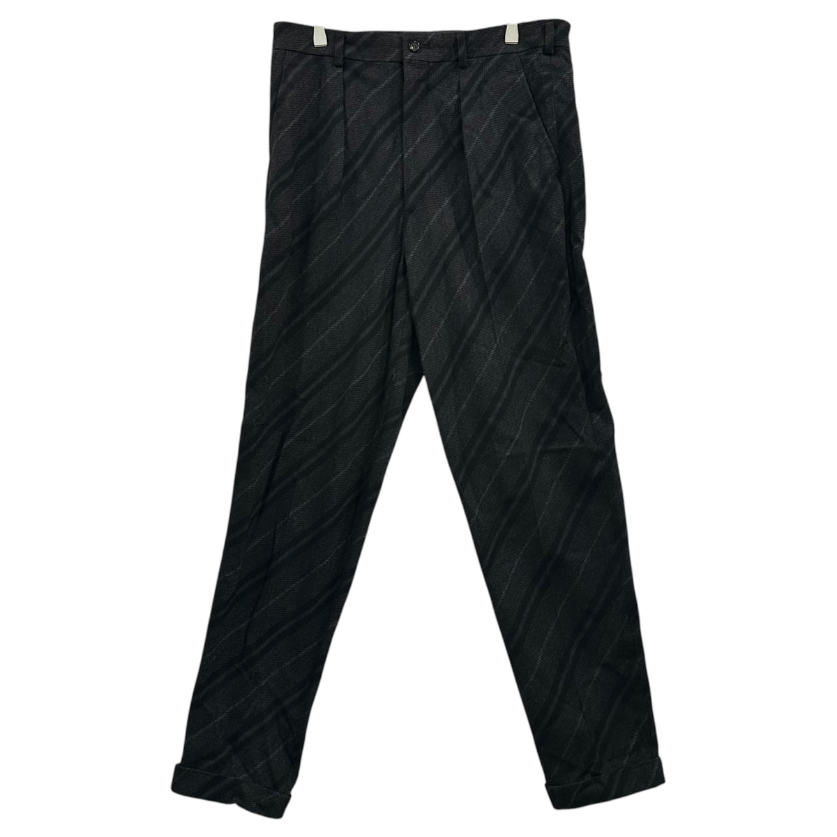 COMME des GARCONS HOMME PLUS(コムデギャルソンオムプリュス) 1997AW Diagonal-Striped Wool Slacks with One Pleat 斜め ストライプ ウール 1タック スラックス PP-04005M M チャコールグレー×ネイビー AD1997 90年代 アーカイブ