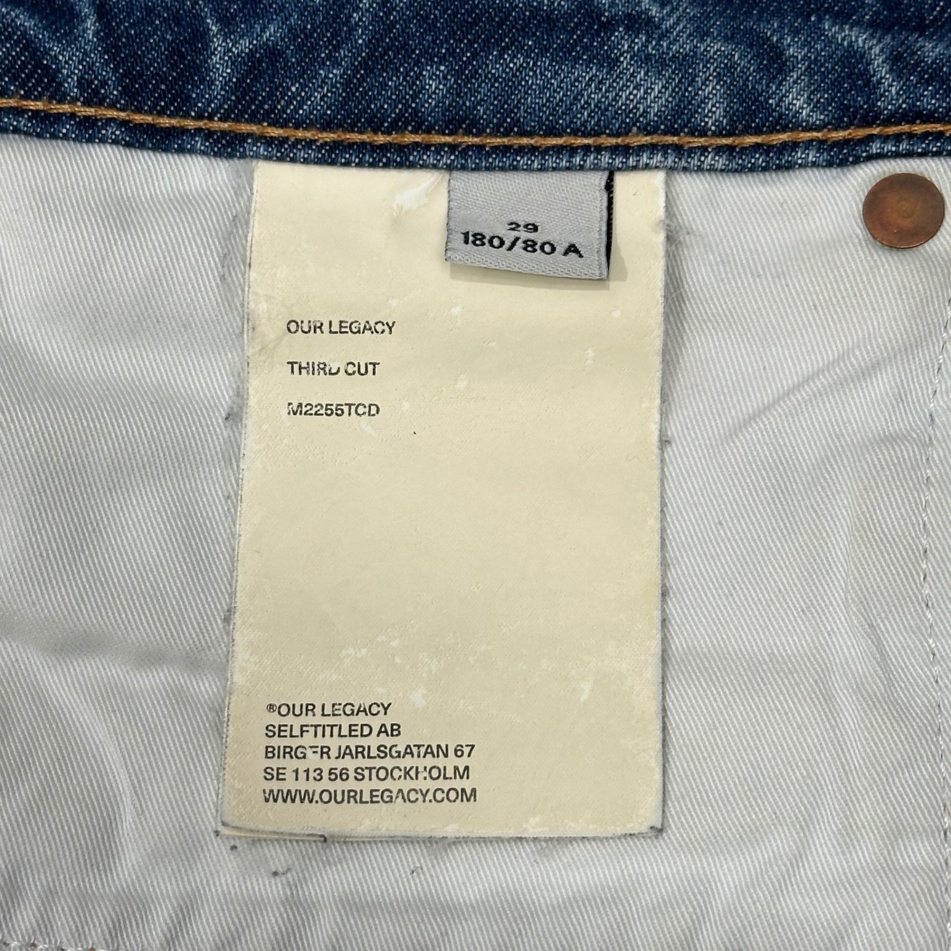 OUR LEGACY(アワーレガシー) THIRD CUT サードカット ステイン ウォッシュ加工 デニム パンツ M2255TCD W29 インディゴ