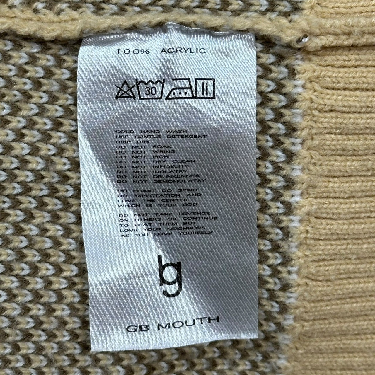 GB MOUTH(ジービーマウス) Algae "藻" Knit Hoodie ダメージ加工 ニット フーディー FREE ベージュ パーカー