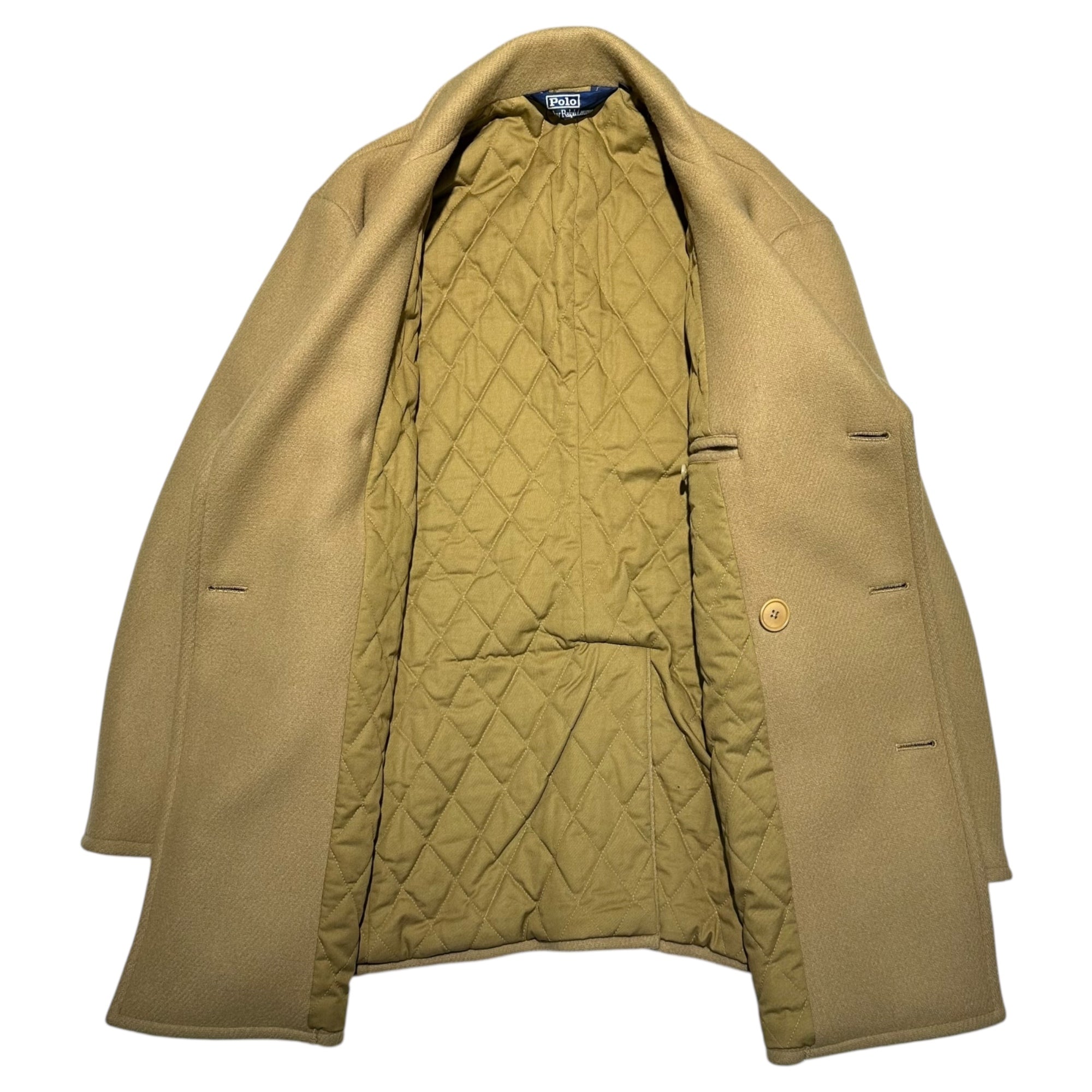 POLO RALPH LAUREN(ポロラルフローレン) 90's Wool Melton P Coat ウール メルトン Pコート CC-RL-KA-0006 L ベージュ 90年代 ヴィンテージ