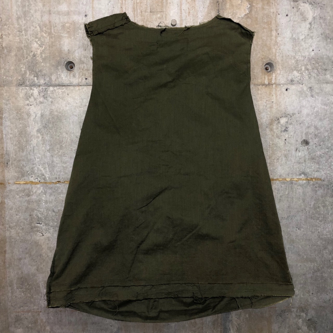 tricot COMME des GARCONS(トリココムデギャルソン) 03SS gathered sleeveless blouse ギャザーノースリーブ ブラウス TI-B004 SIZE M カーキ AD2002