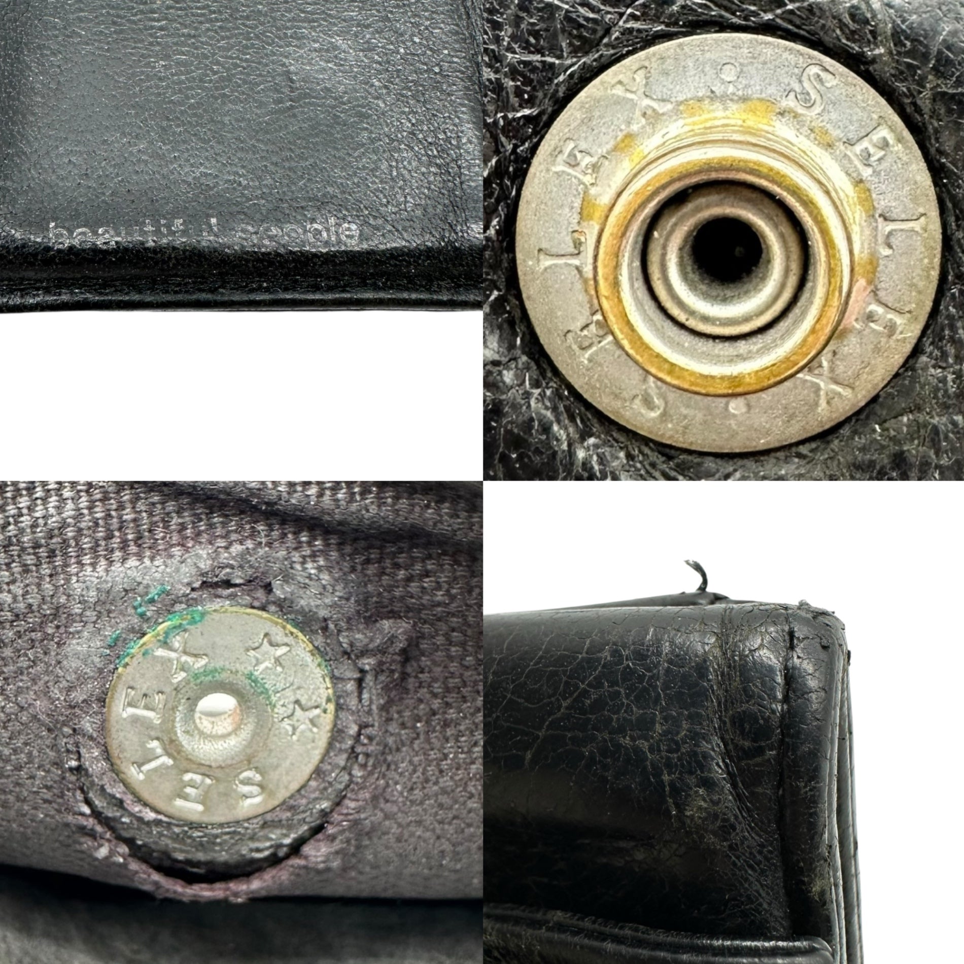 beautiful people(ビューティフルピープル) Rider's Wallet ライダース ウォレット レザー 財布 ブラック 3つ折り財布