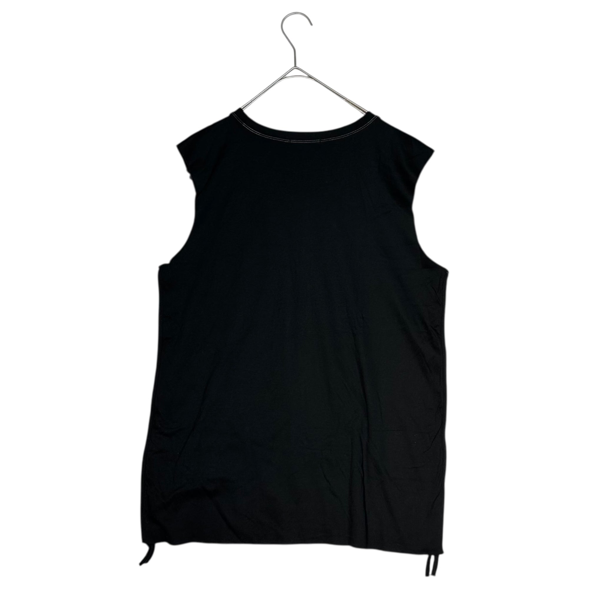 MARITHE FRANCOIS GIRBAUD(マリテフランソワジルボー) 00's Cutoff Side Seam Sleeveless T-Shirt カットオフ サイドシーム ノースリーブ Tシャツ M6-6596 L ブラック Y2K カットソー