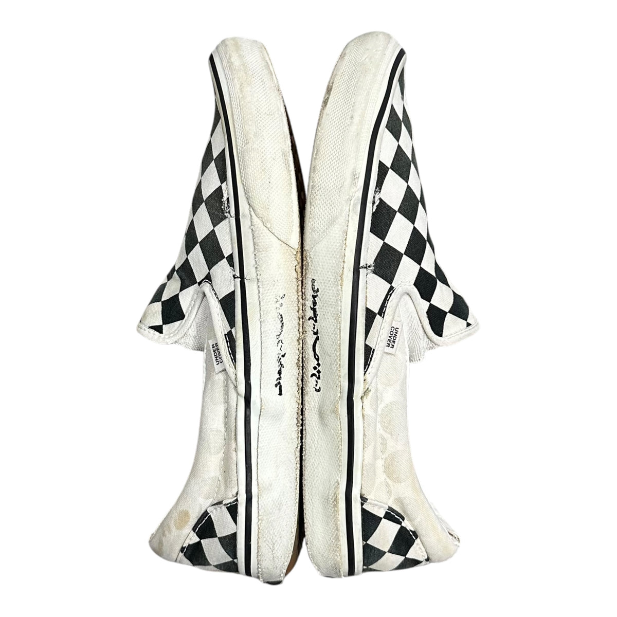 UNDERCOVER×VANS(アンダーカバー×バンズ) 2001SS "CHAOTIC DISCORD" SLIP-ON CHK ケーオティック ディスコード 期 スリッポン V98-J669 28cm ホワイト×ブラック 00's スニーカー チェッカーフラッグ