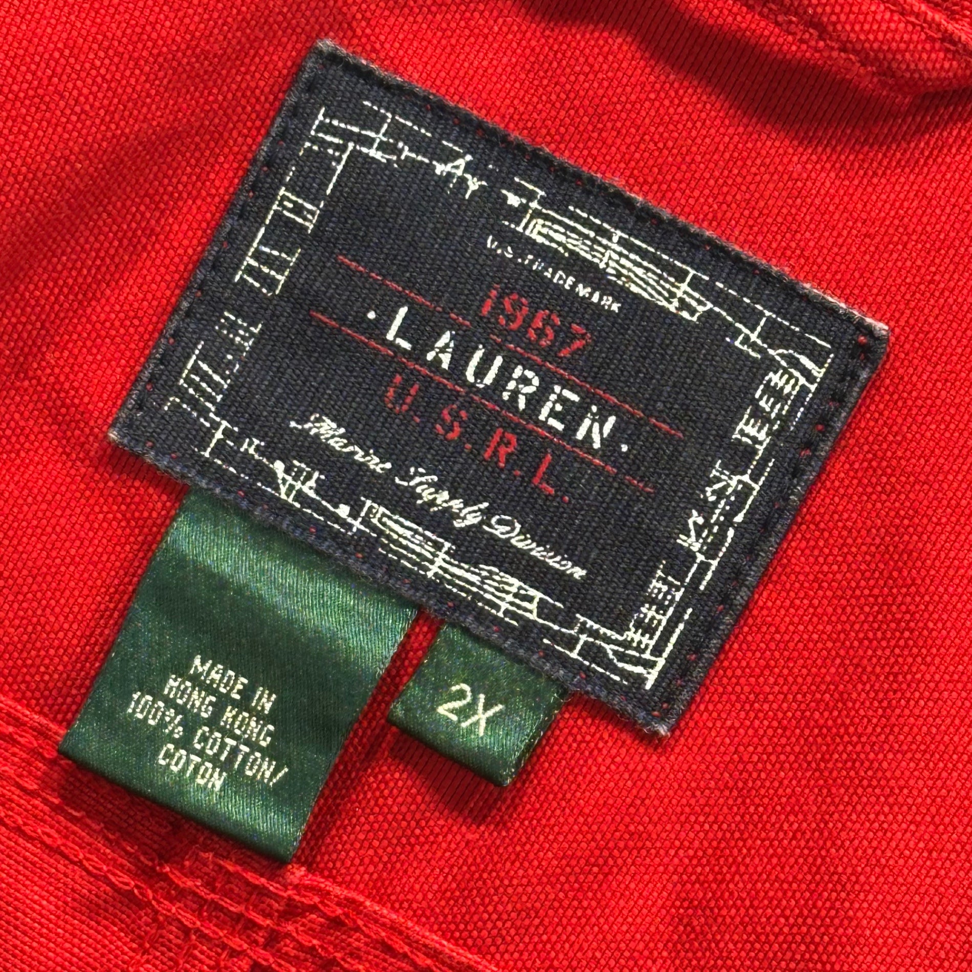 LAUREN RALPH LAUREN(ローレンラルフローレン) 00's Cotton Fireman Jacket コットン ファイヤーマン ジャケット 2X レッド 男性着用可能サイズ