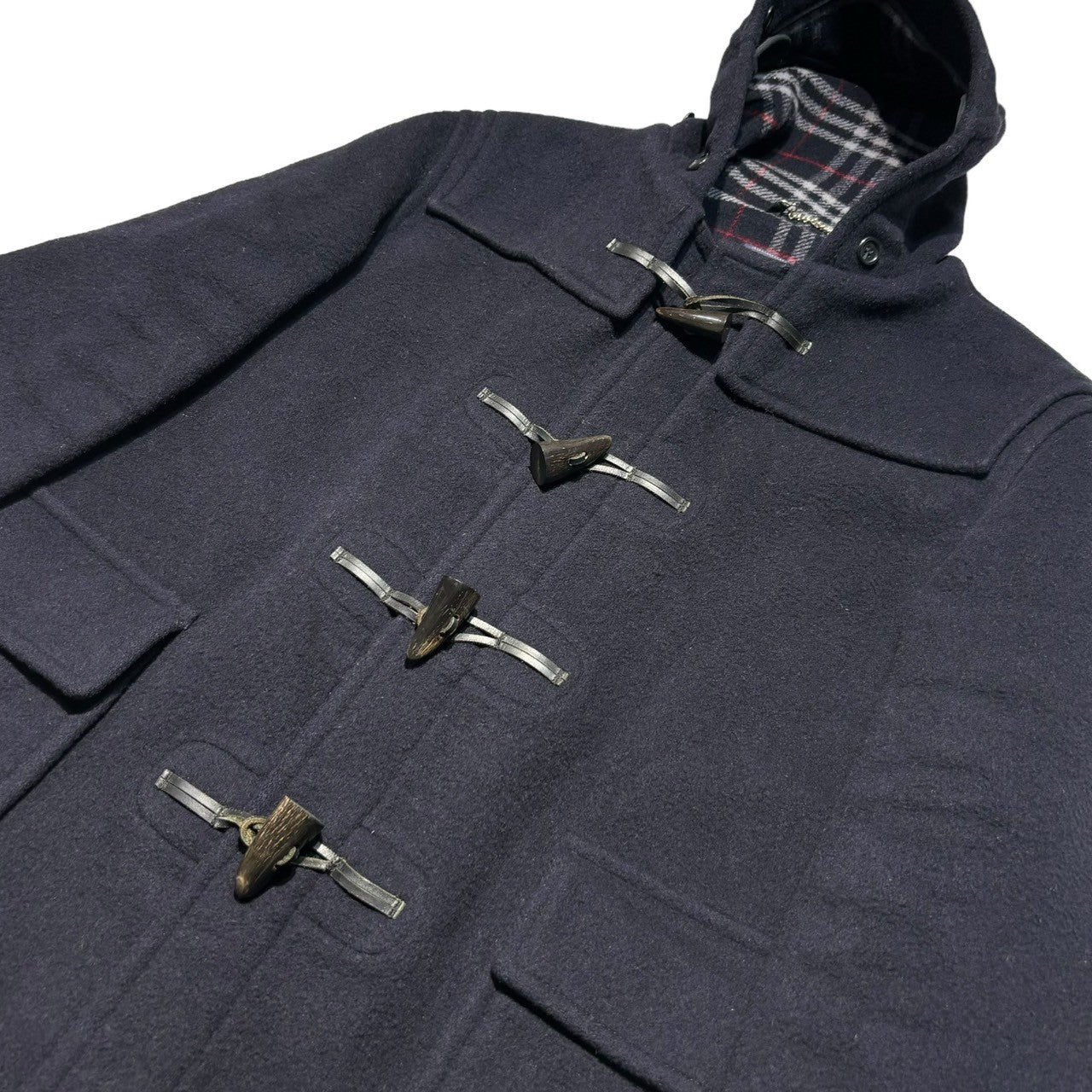 Burberrys(バーバリーズ) 80's Nova check lining duffel coat ノバチェック ライニング ダッフル コート  44 R(L程度) ネイビー 80年代 ヴィンテージ