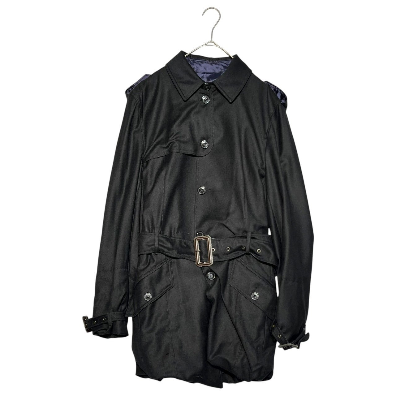 Vivienne Westwood MAN(ヴィヴィアンウエストウッドマン) 11AW Hem switching wool trench coat 裾切替 ウール トレンチコート VI-M1＊-79821 44(S) ブラック