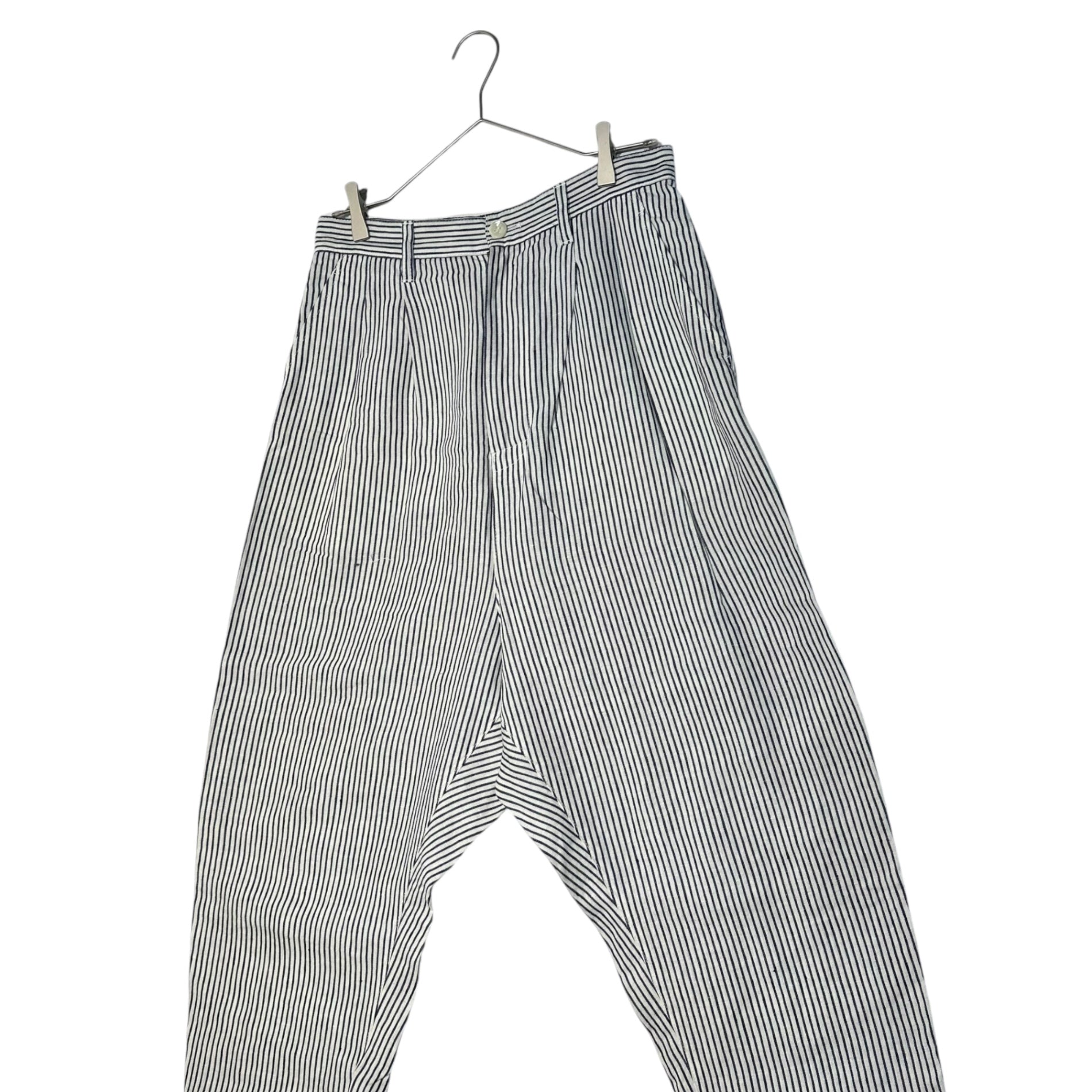 COMME des GARCONS JUNYA WATANABE(コムデギャルソンジュンヤワタナベ) 11SS Hickory Harem Wide Linen Pants ヒッコリー サルエル ワイド リネン パンツ JG-P035 S ホワイト×インディゴ AD2010