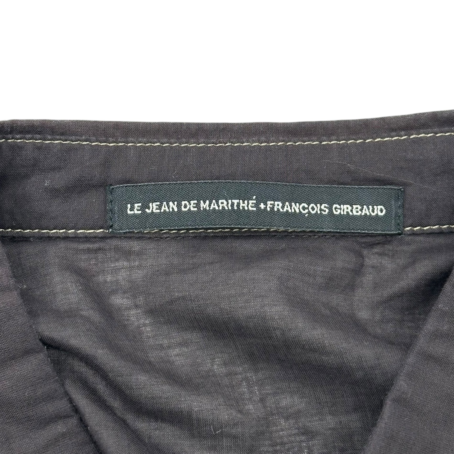 MARITHE FRANCOIS GIRBAUD(マリテフランソワジルボー) 00's Gathered Sheer N/S Blouse ギャザー シアー ノースリーブ ブラウス F6-5983 M ブラウン Y2K