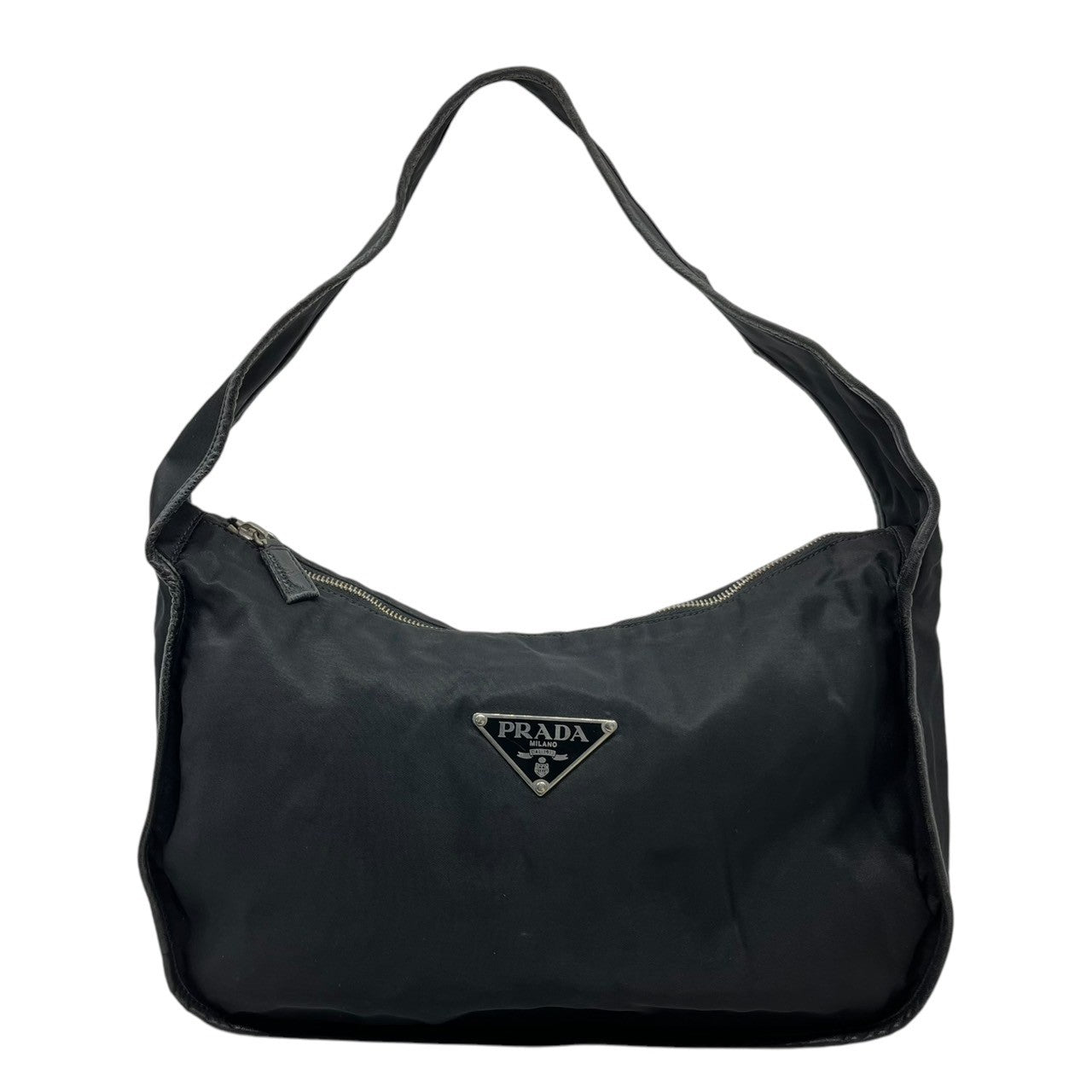 PRADA(プラダ) 90's~ Nylon leather one-shoulder bag ナイロン レザー ワン ショルダー バッグ ブラック ハンド Y2K 三角プレート ロゴ