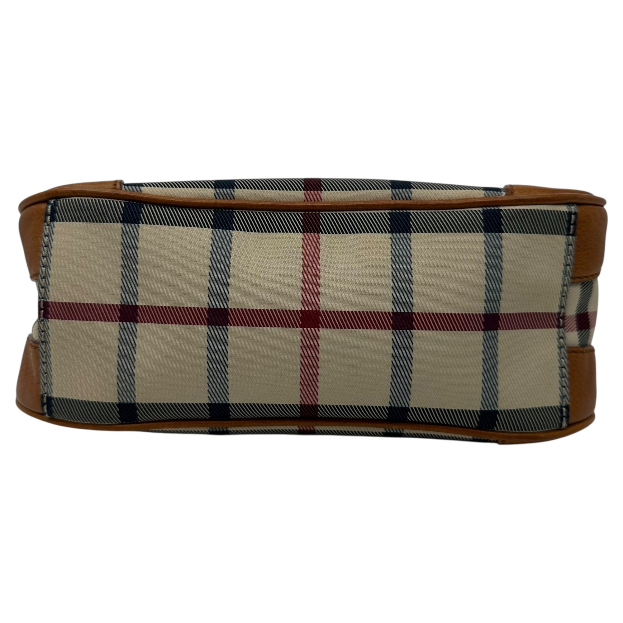 BROOKS BROTHERS(ブルックスブラザーズ) Canvas Leather Check One-Shoulder Bag キャンバス レザー チェック ワンショルダー バッグ ベージュ×ブラウン ハンド アクセサリー ポーチ