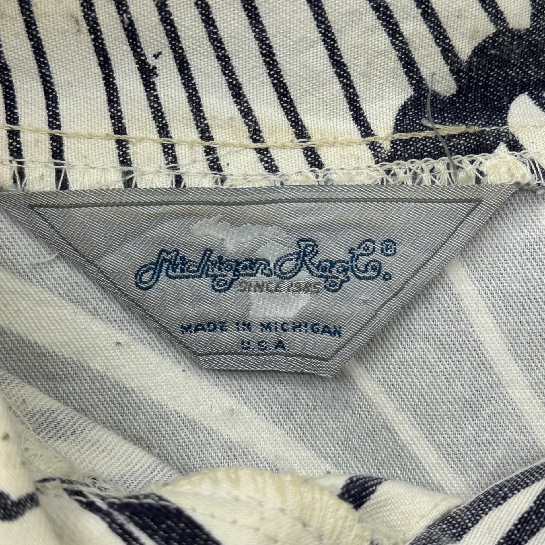 Michigan Rag(ミシガンラグ) 80's~90's USA made All-over print pullover jacket 総柄 プルオーバー ジャケット S/M ホワイト×ネイビー 80年代～90年代 ヴィンテージ USA製 アノラック