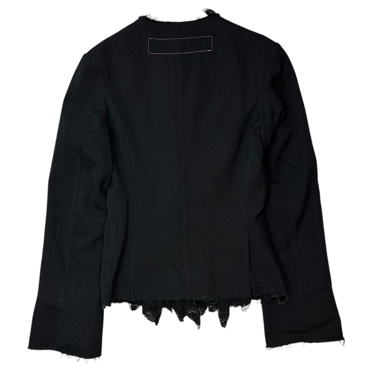 COMME des GARCONS JUNYA WATANABE MAN PINK(コムデギャルソンジュンヤワタナベマンピンク) 2005AW Lace No-Collar Inner Jacket インナー レース ノーカラー ジャケット UP-J029 S ブラック AD2005