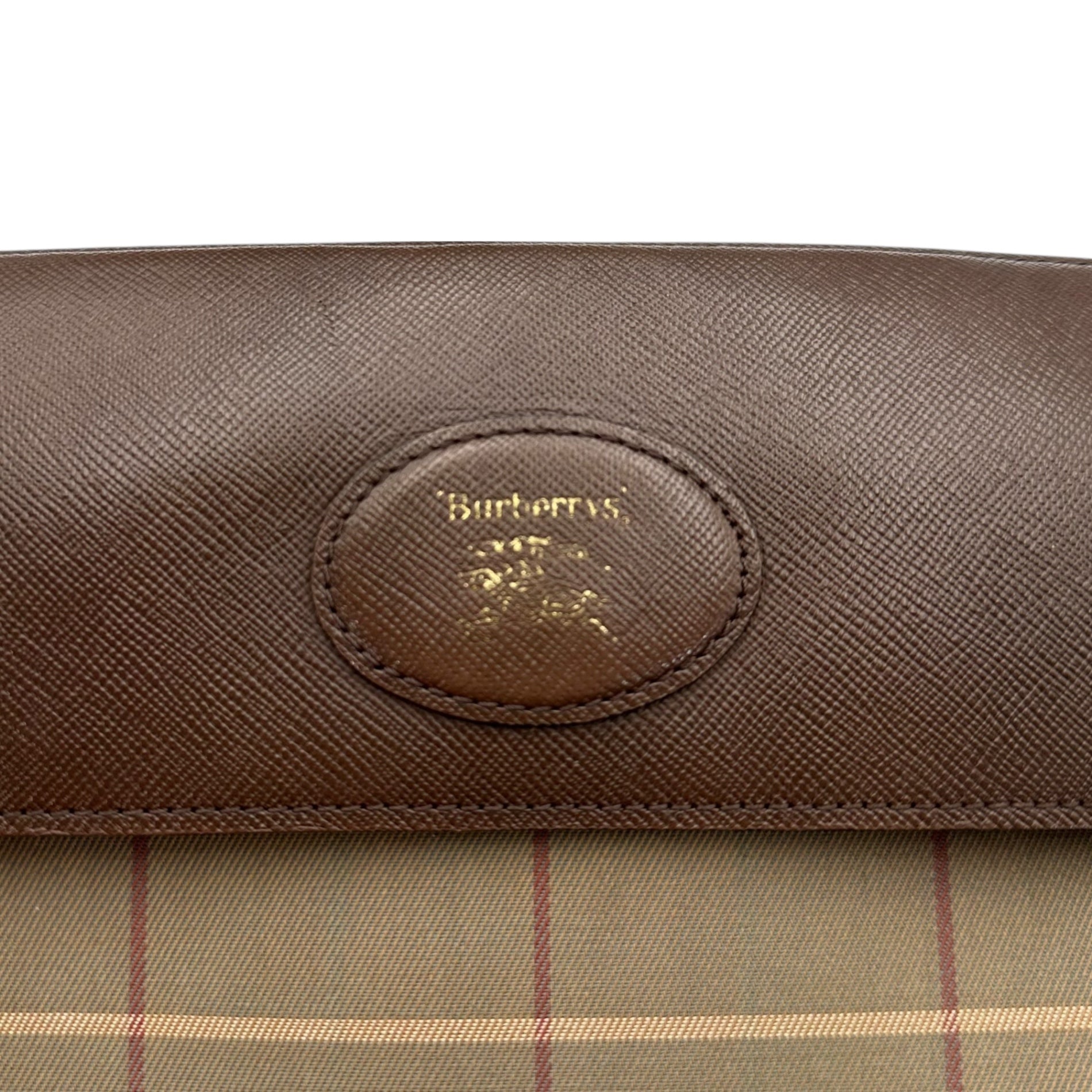 Burberry’s(バーバリーズ) Vintage Check Leather Canvas Clutch Bag ヴィンテージ チェック レザー キャンバス クラッチ バッグ ブラウン×ベージュ