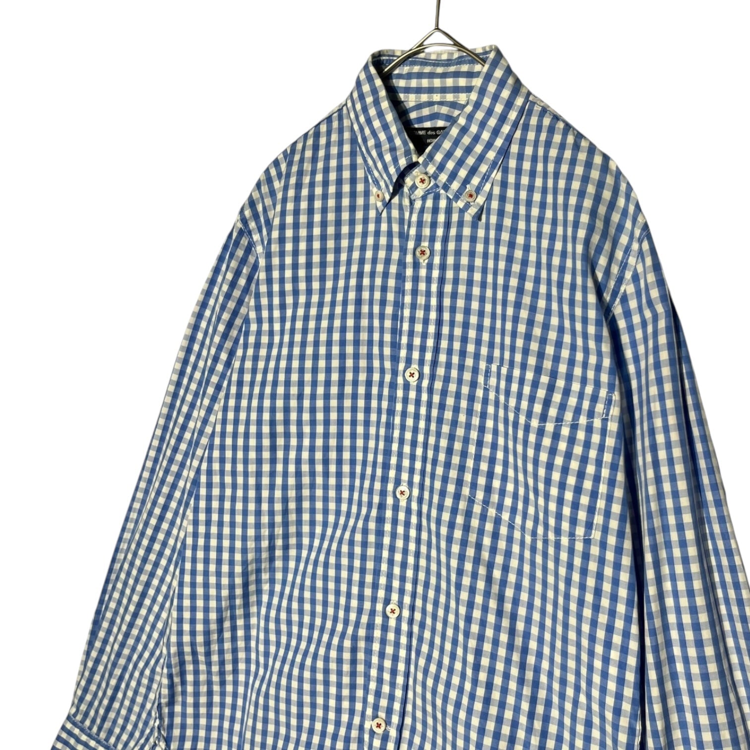 COMME des GARCONS HOMME(コムデギャルソンオム) 13SS Gingham check button down long sleeve shirt ギンガムチェック ボタンダウン 長袖 シャツ HJ-B028 XS ブルー×ホワイト AD2012